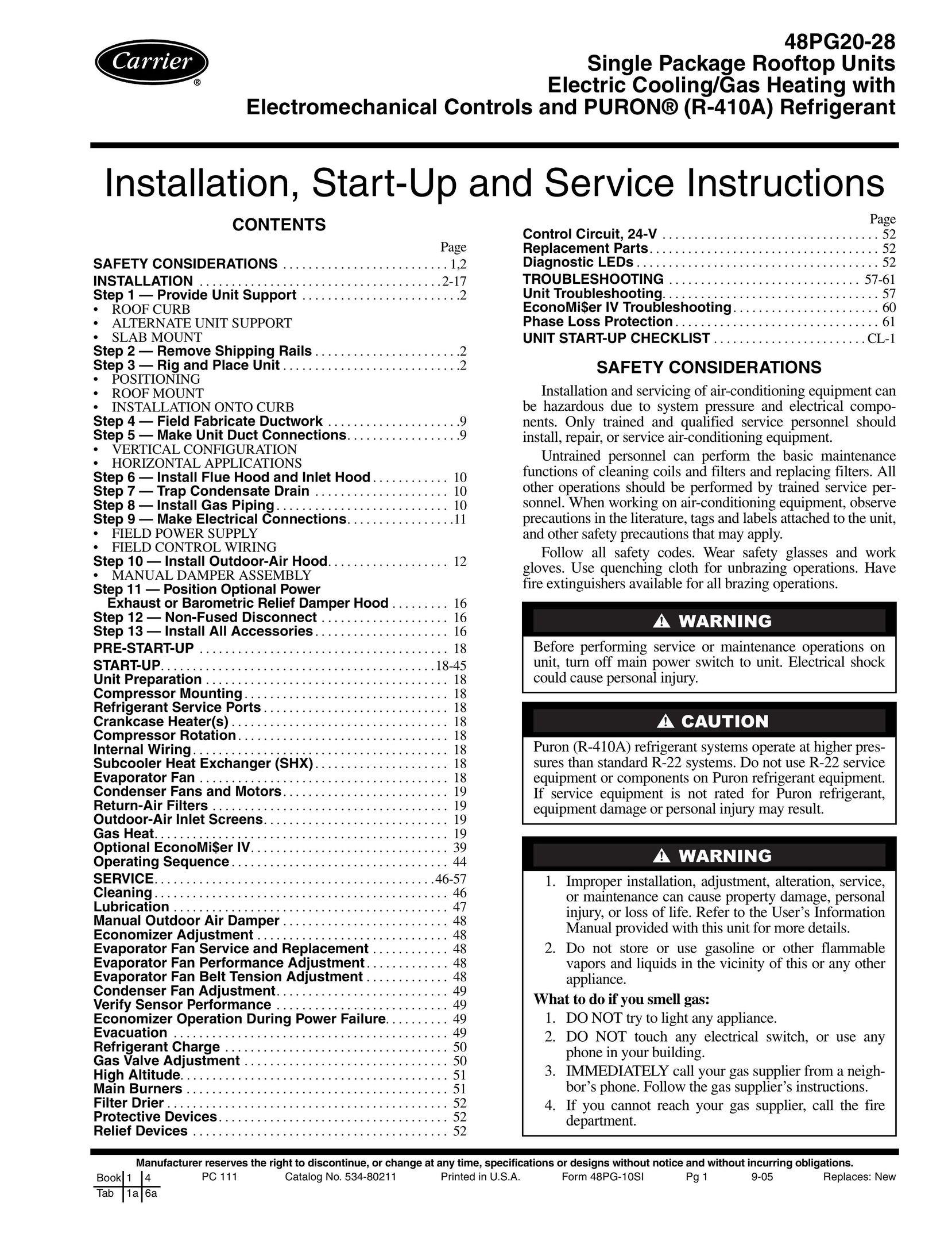 Carrier 48PG20-28 Heating System User Manual
