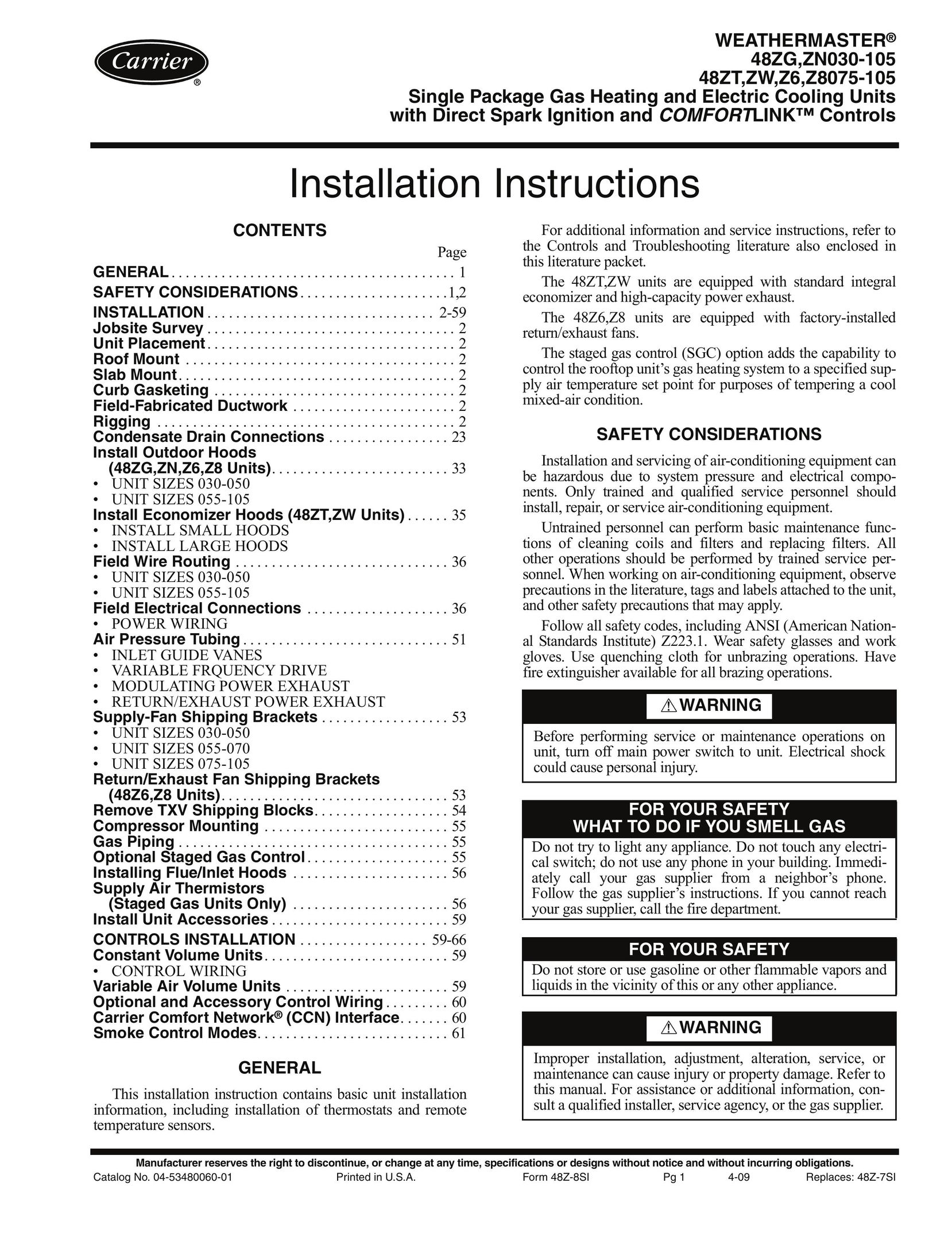 Carrier 48ZG Heating System User Manual