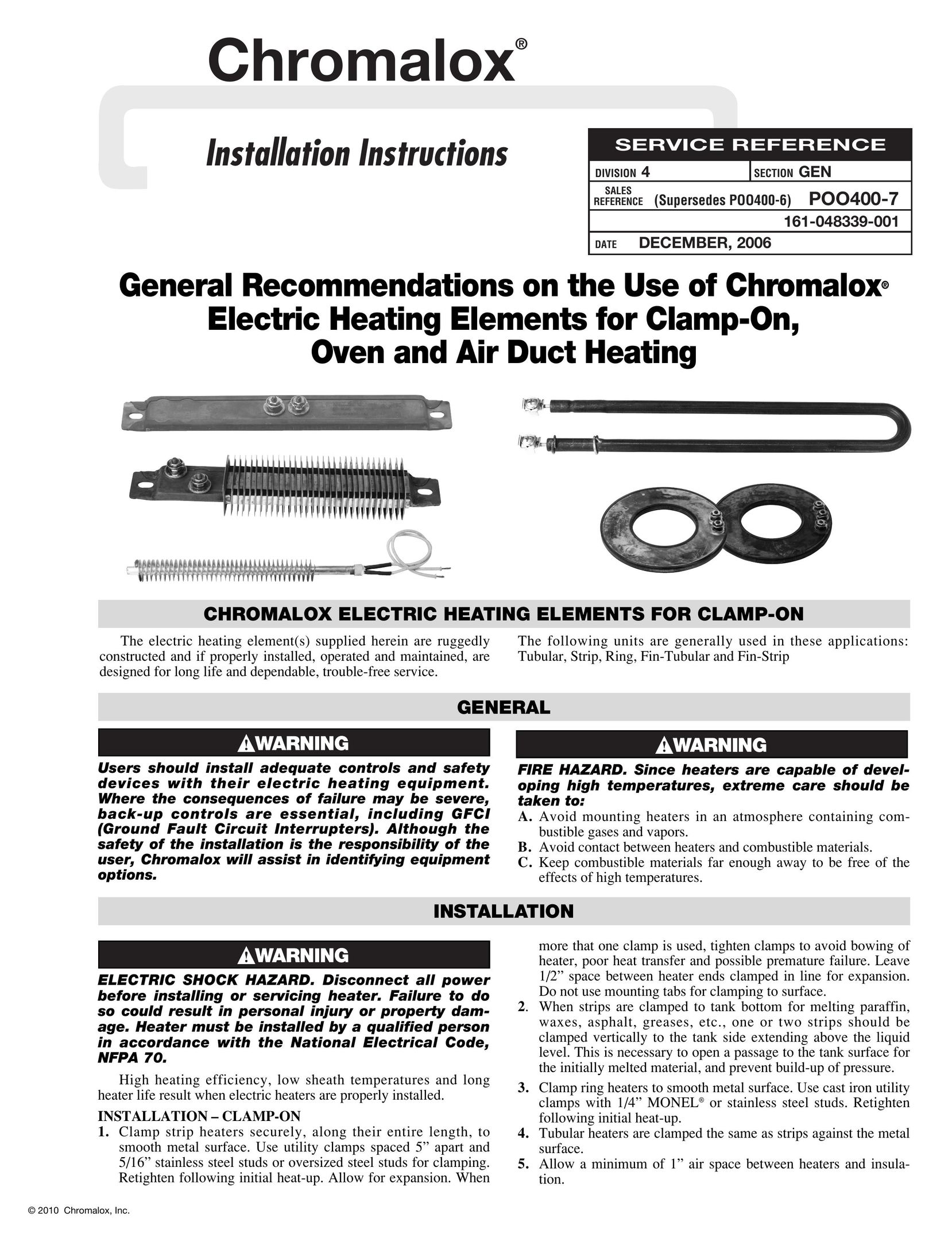 Chromalox POO400-7 Heating System User Manual
