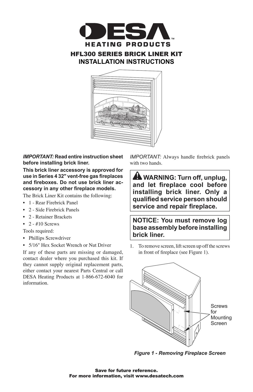 Desa HFL300 Heating System User Manual