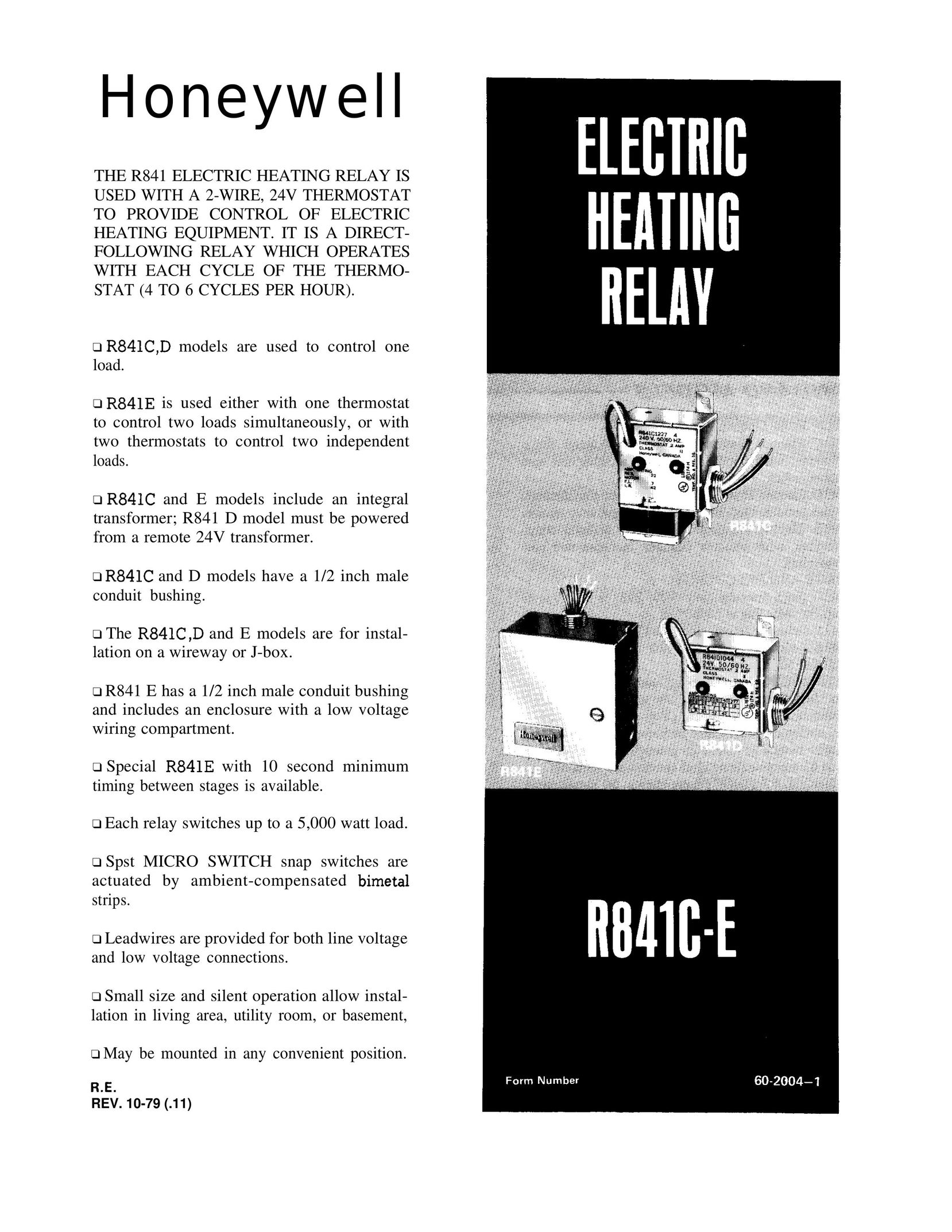 Honeywell R841C-E Heating System User Manual