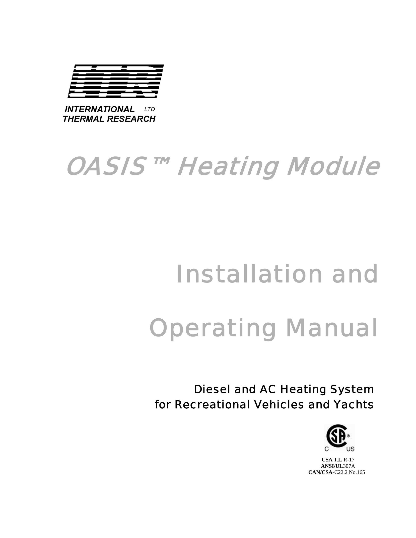 Oasis Concepts Diesel and AC Heating System for Recreational Vehicles and Yachts Heating System User Manual