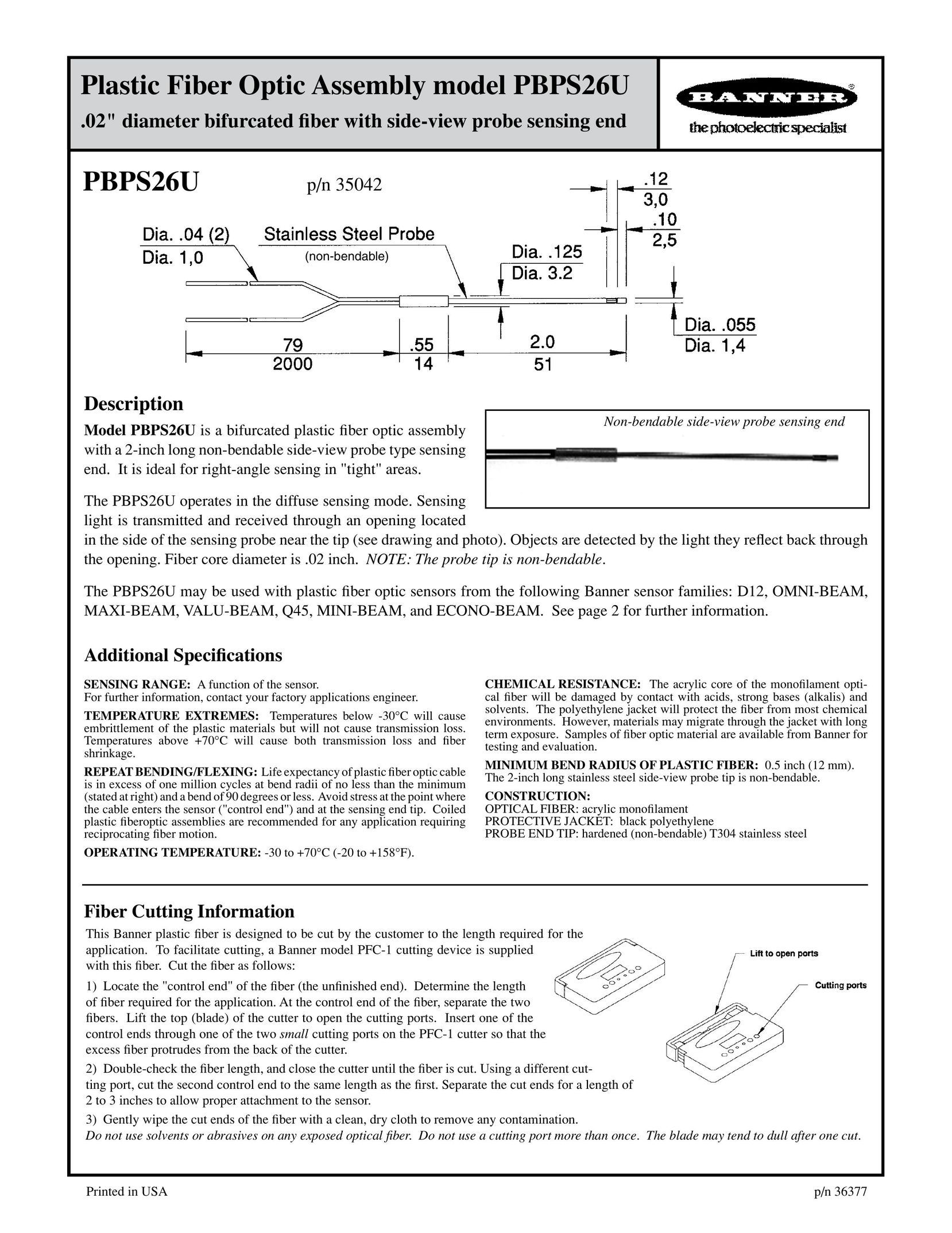 Banner PBPS26U Home Safety Product User Manual