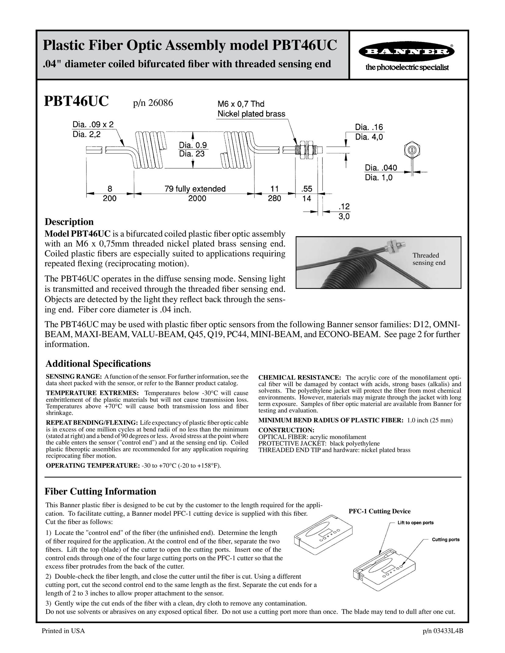 Banner PBT46UC Home Safety Product User Manual