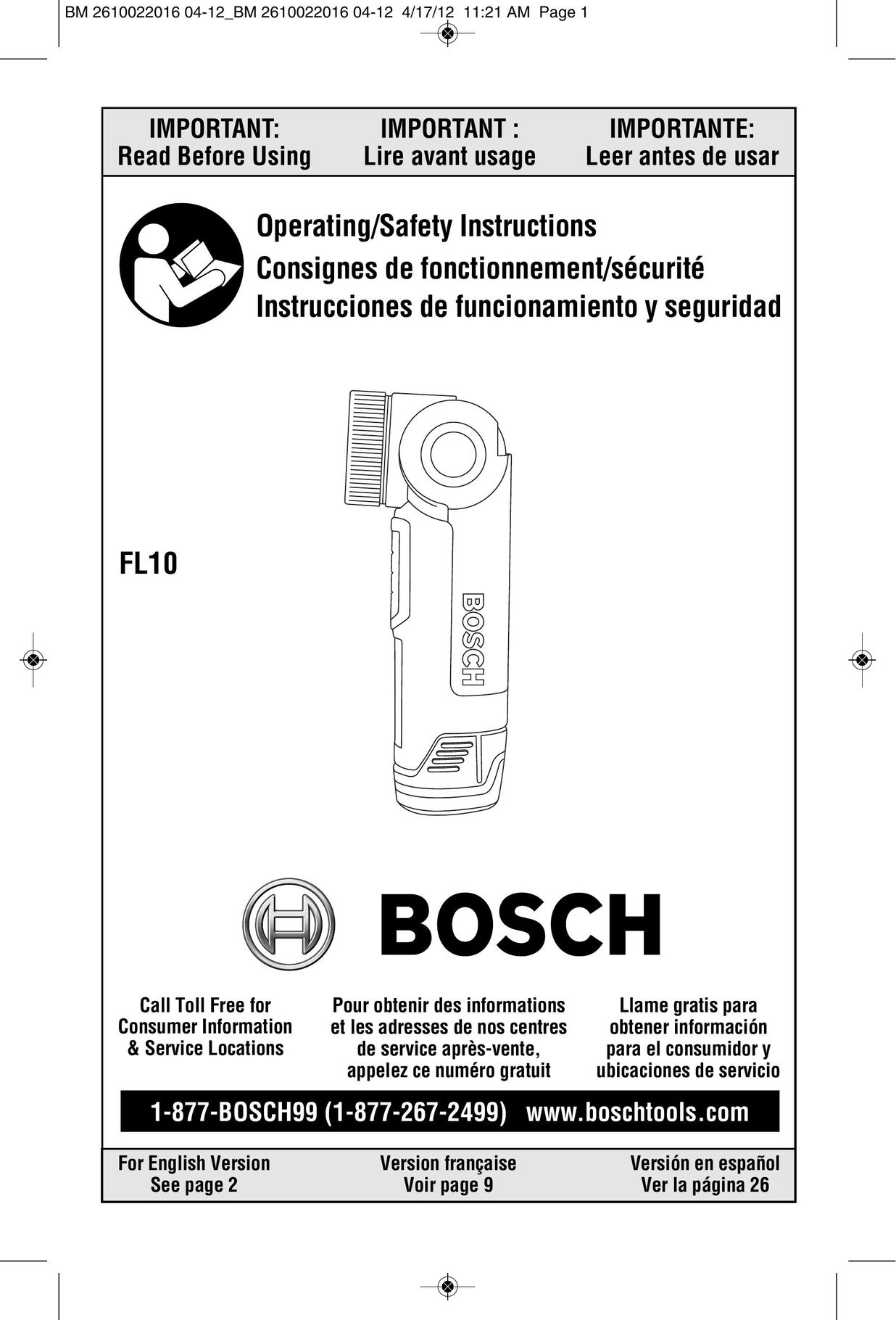 Bosch Power Tools CLPK31-120 Home Safety Product User Manual