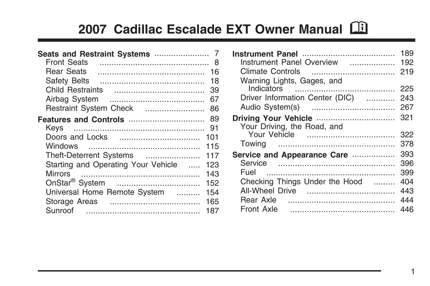 Cadillac 2007 Home Safety Product User Manual