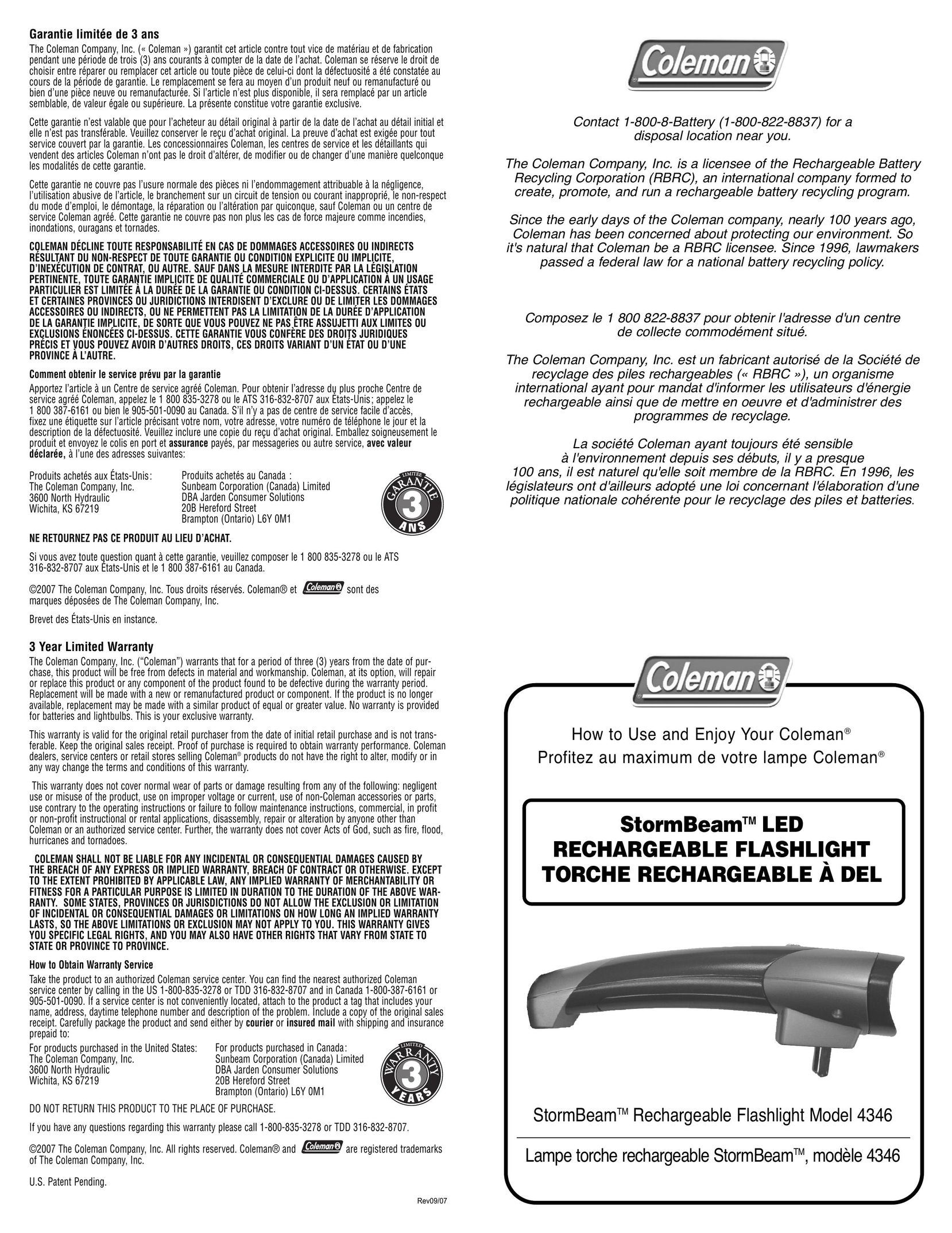 Coleman 4346 Home Safety Product User Manual