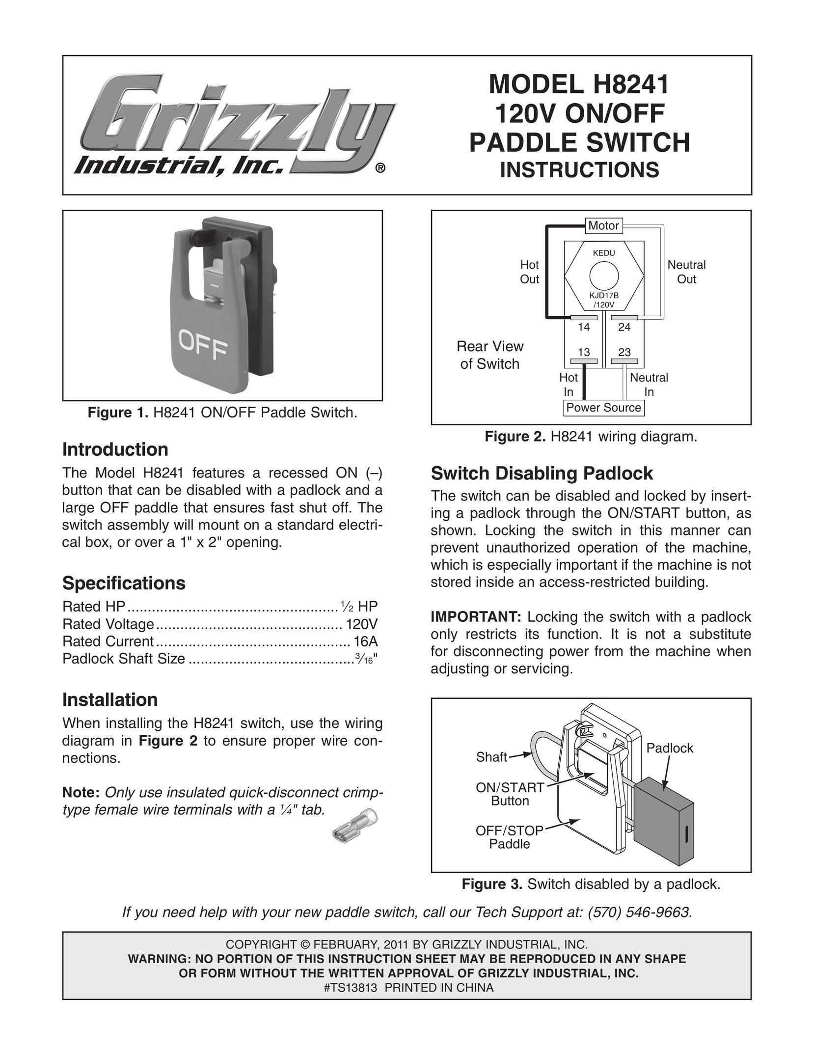 Grizzly H8241 Home Safety Product User Manual