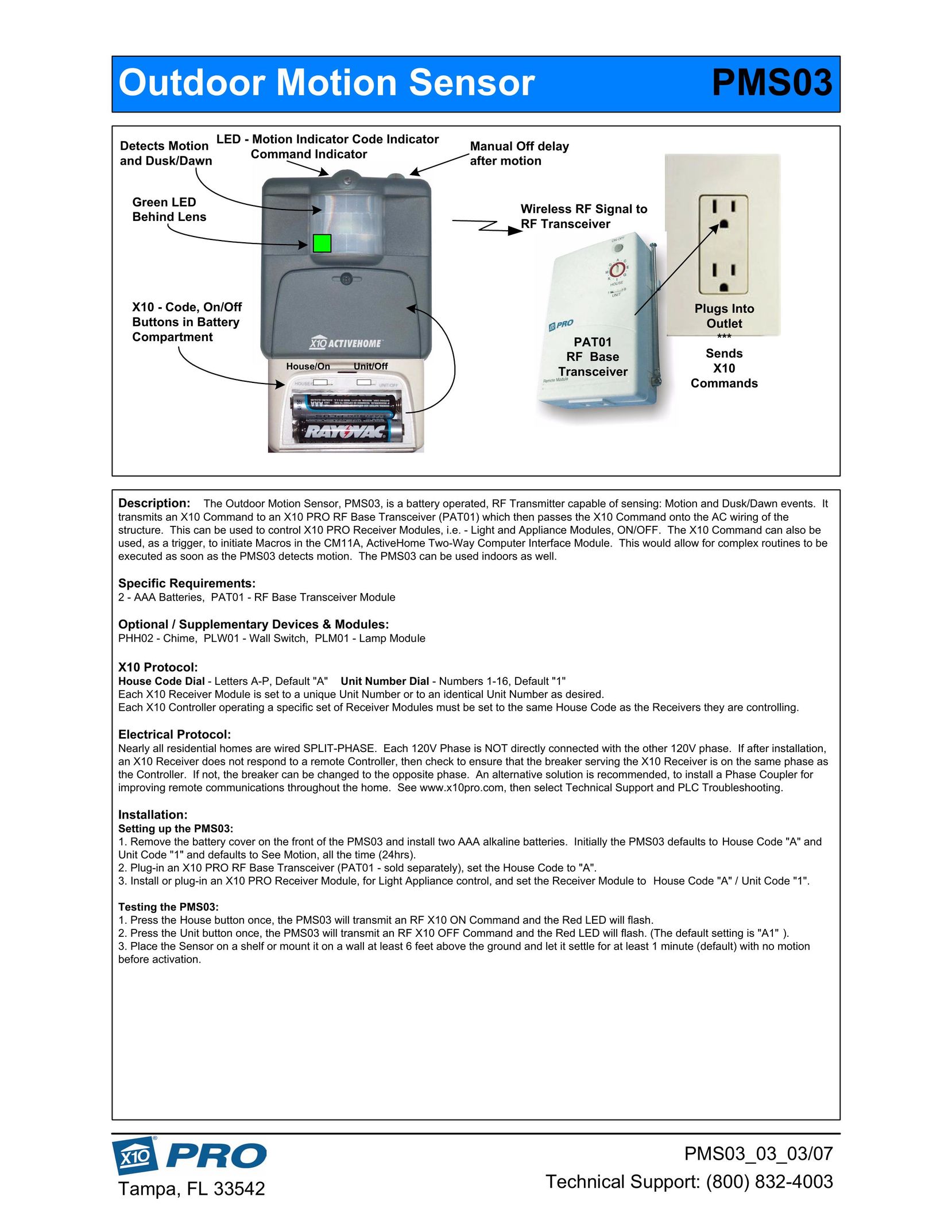 HomeTech PMS03 Home Safety Product User Manual