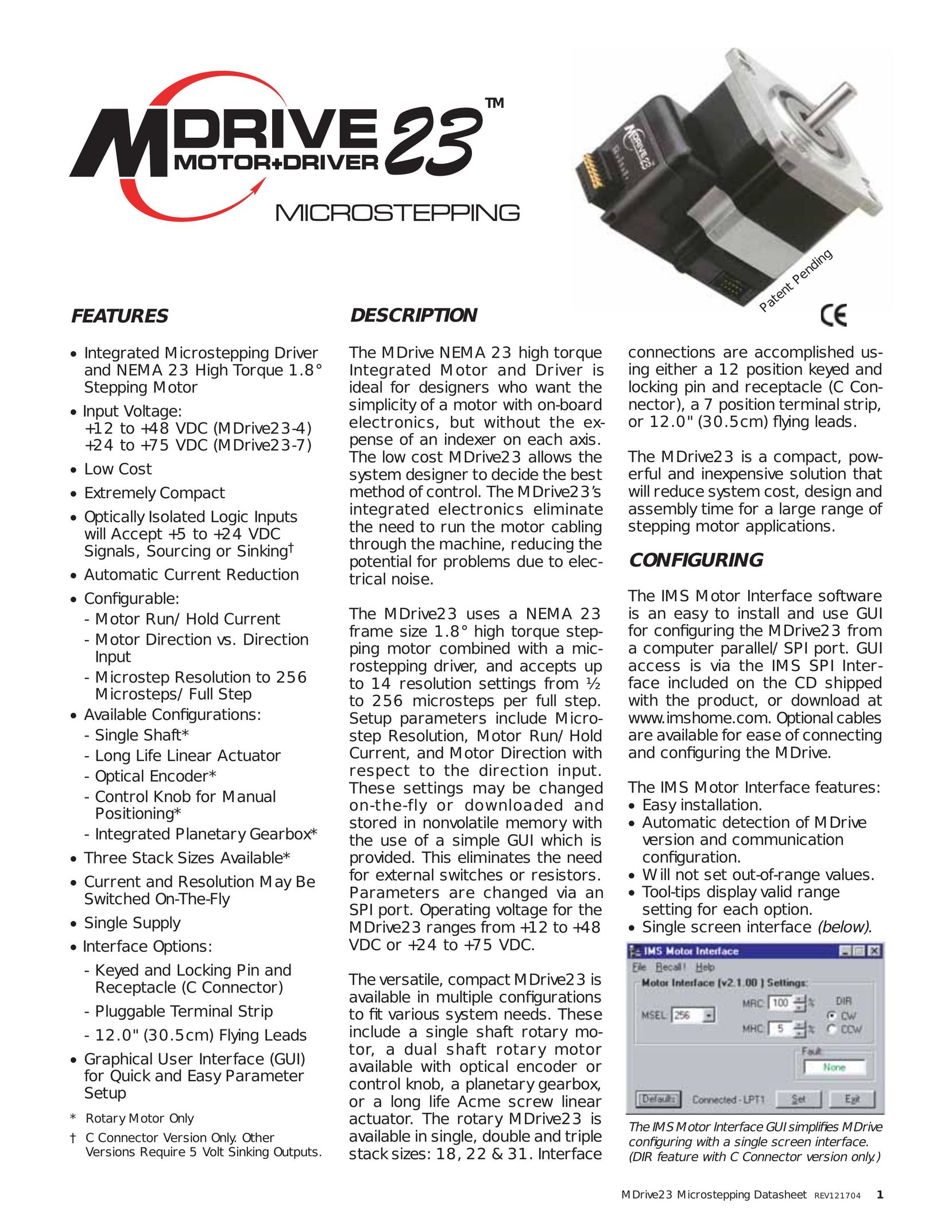 Intelligent Motion Systems MDrive23 Home Safety Product User Manual