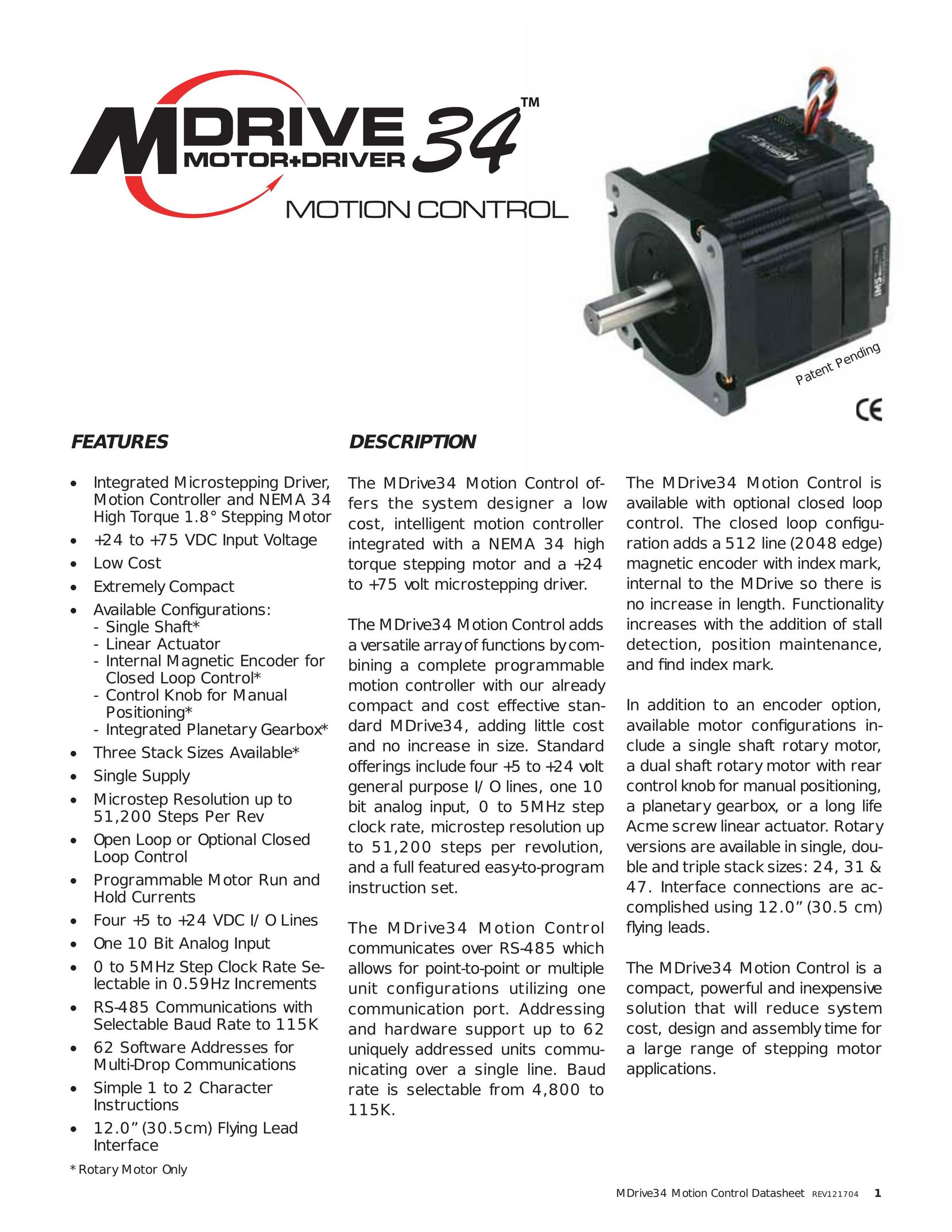 Intelligent Motion Systems MDrive34 Home Safety Product User Manual