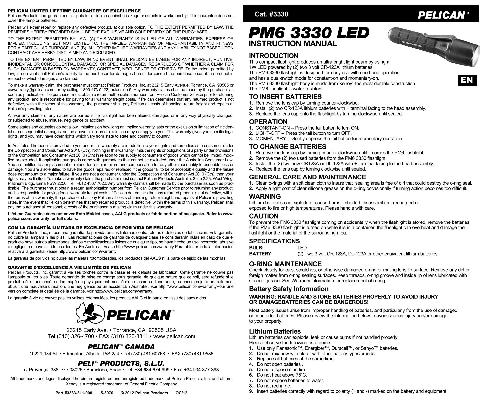 Pelican PM6 3330 Home Safety Product User Manual