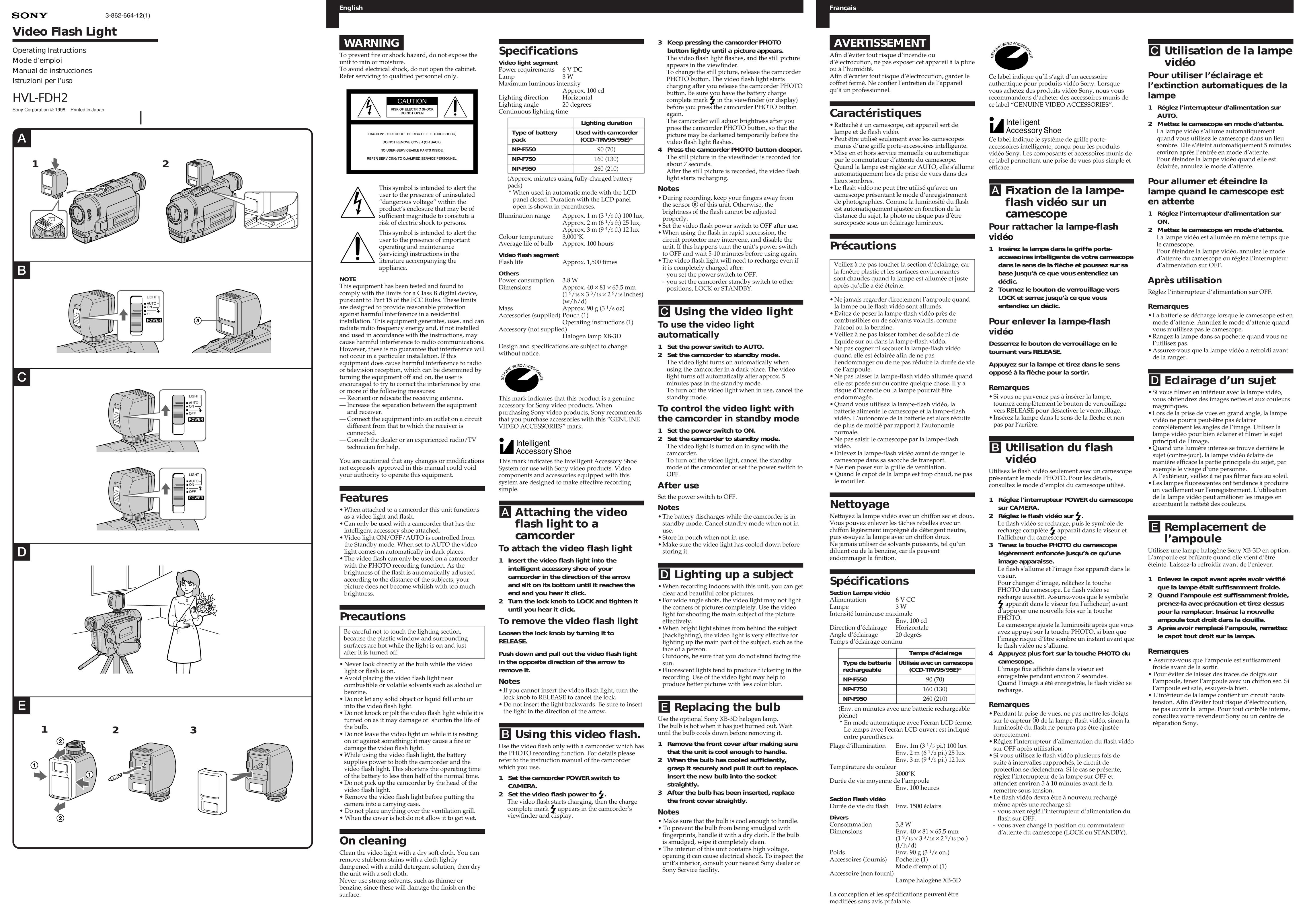 Sony HVL-FDH2 Home Safety Product User Manual