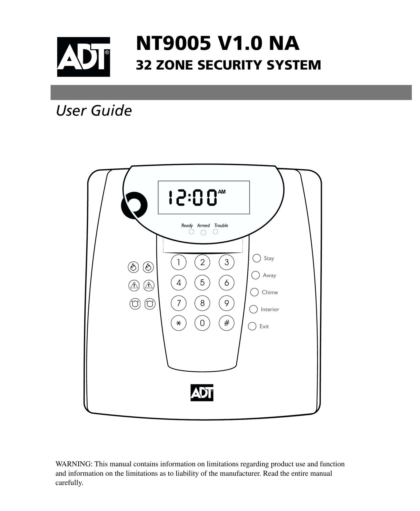 ADT Security Services NT9005 V1.0 NA Home Security System User Manual
