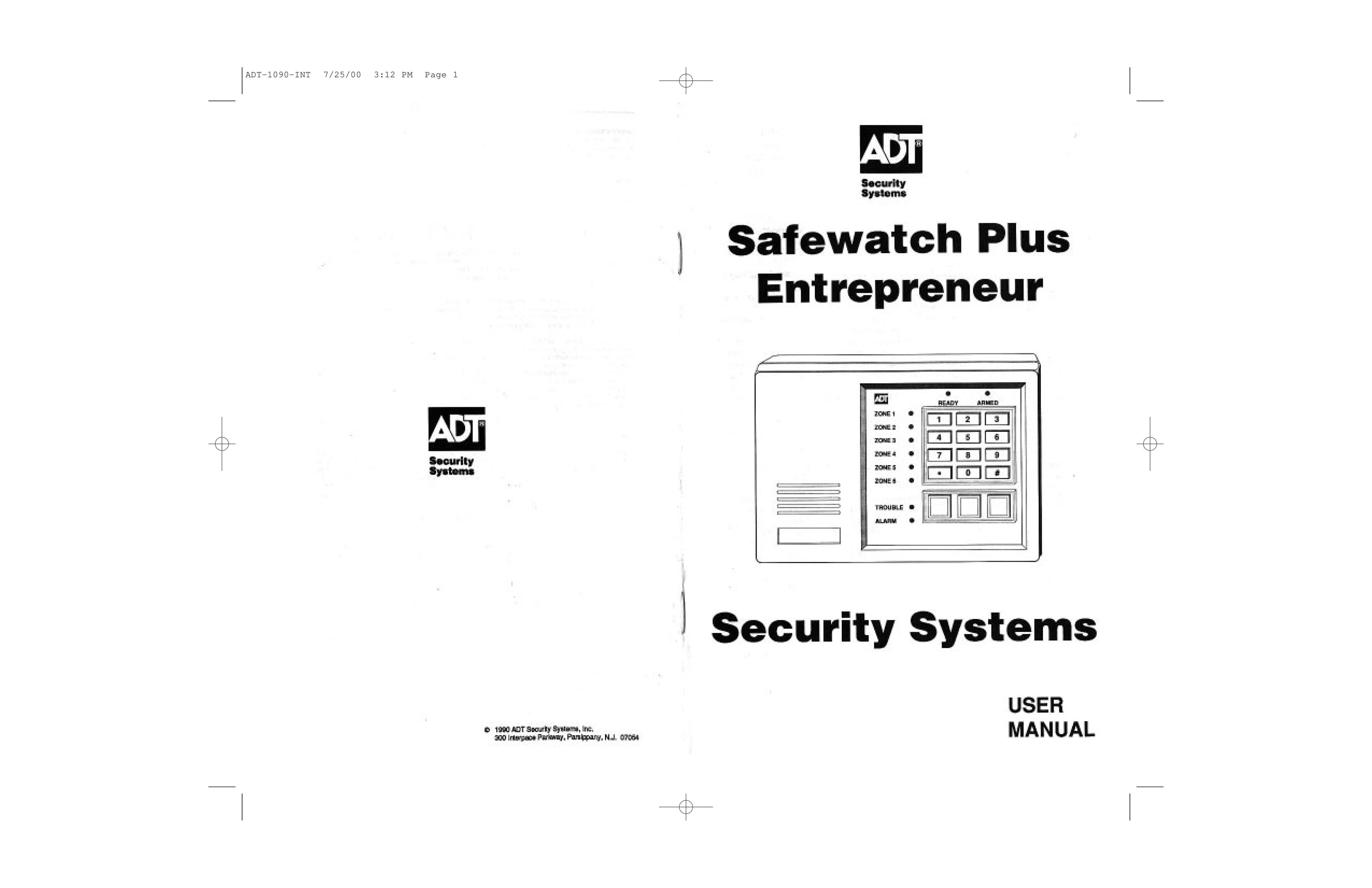 ADT Security Services Safewatch Plus Enterpreneur Security Systems Home Security System User Manual