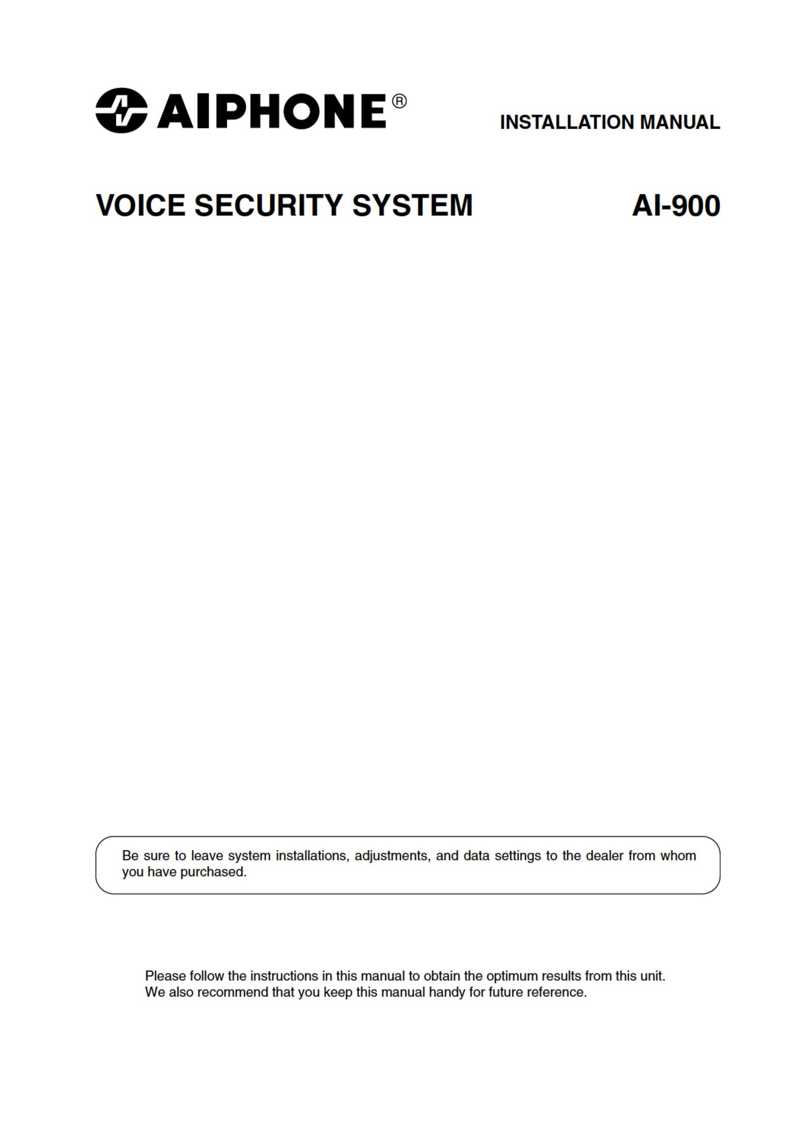 Aiphone AI-900 Home Security System User Manual