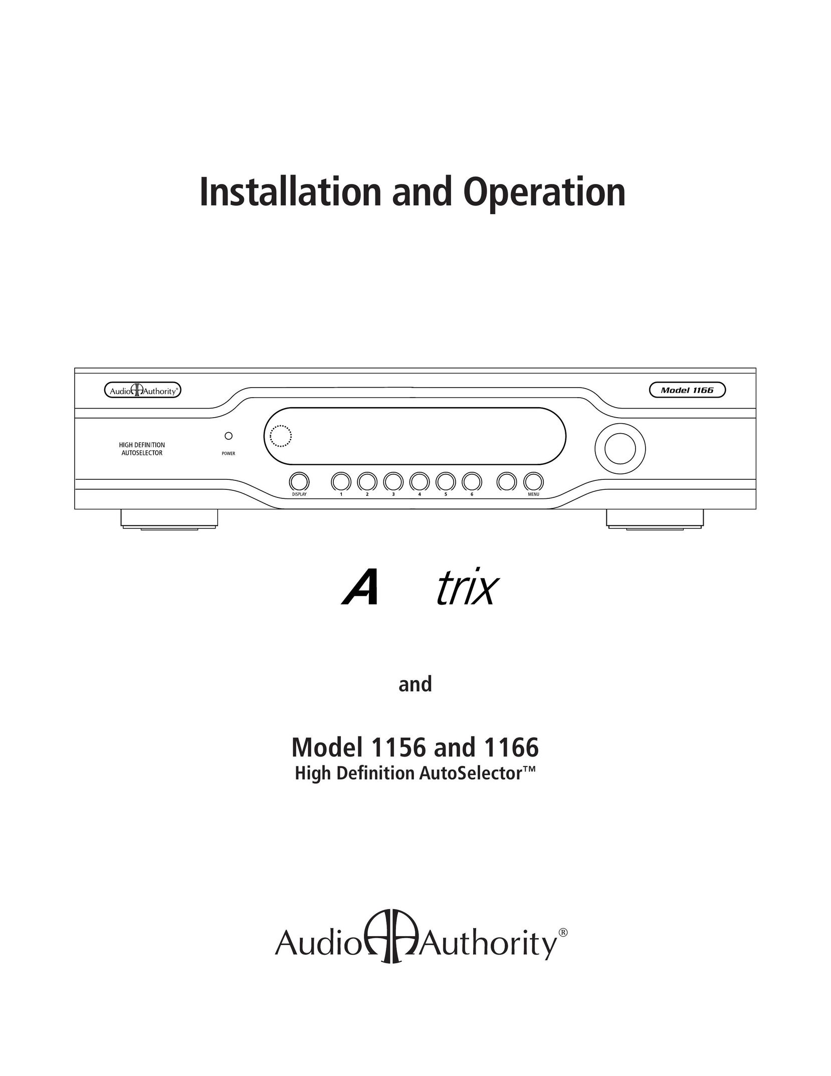 Audio Authority 1156 Home Security System User Manual