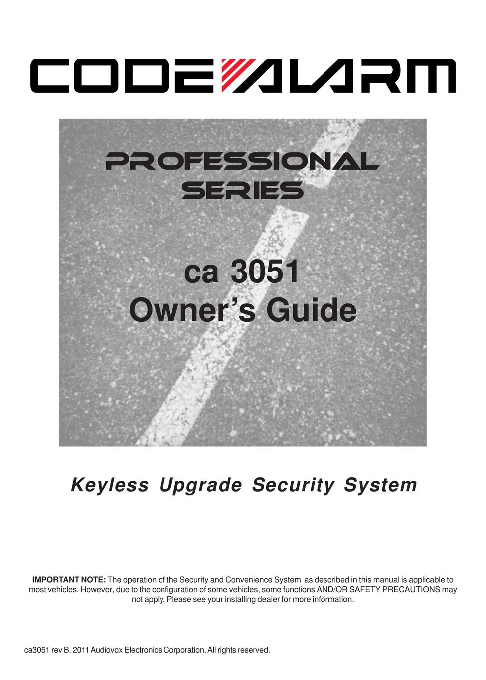 Audiovox CA 3051 Home Security System User Manual