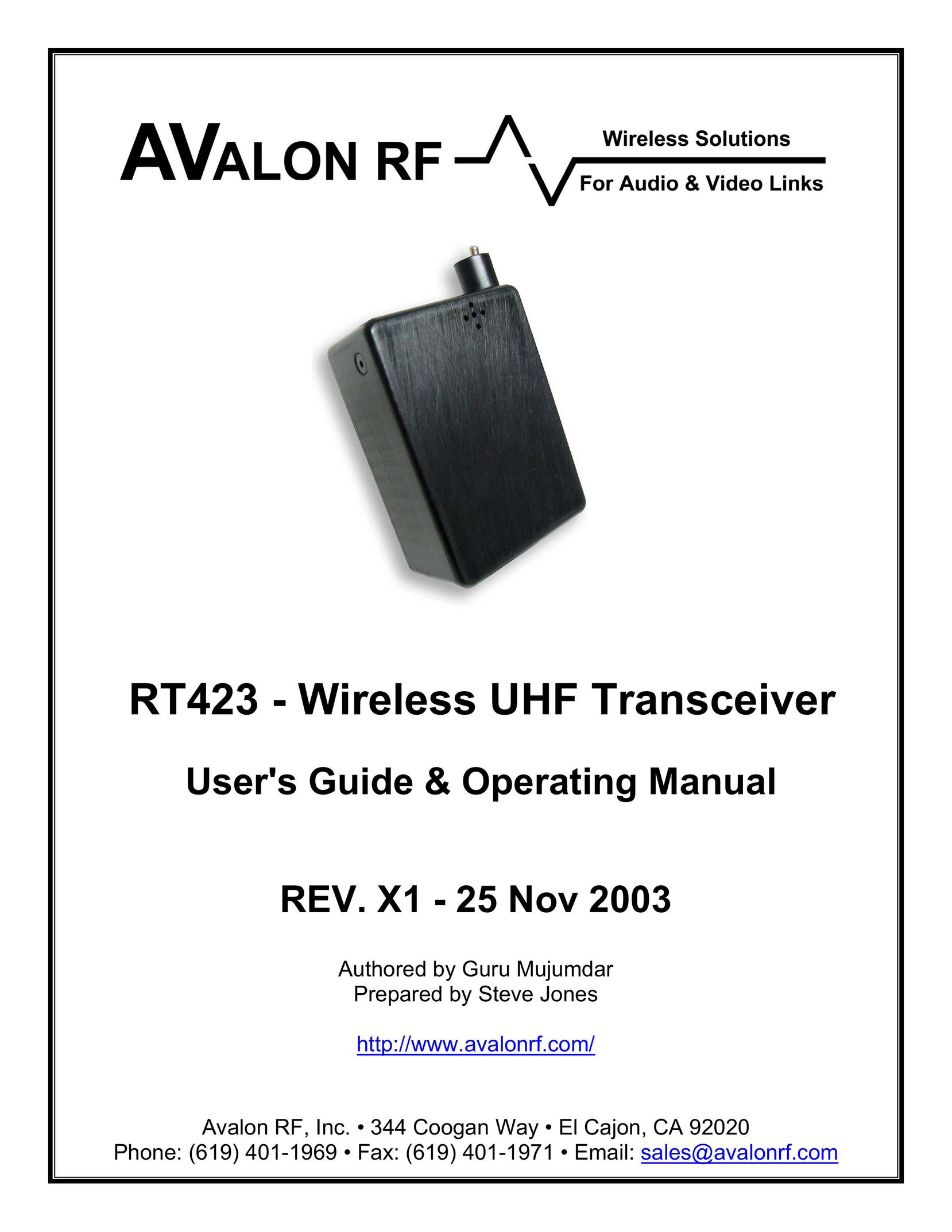 Avalon Acoustics RT423 Home Security System User Manual