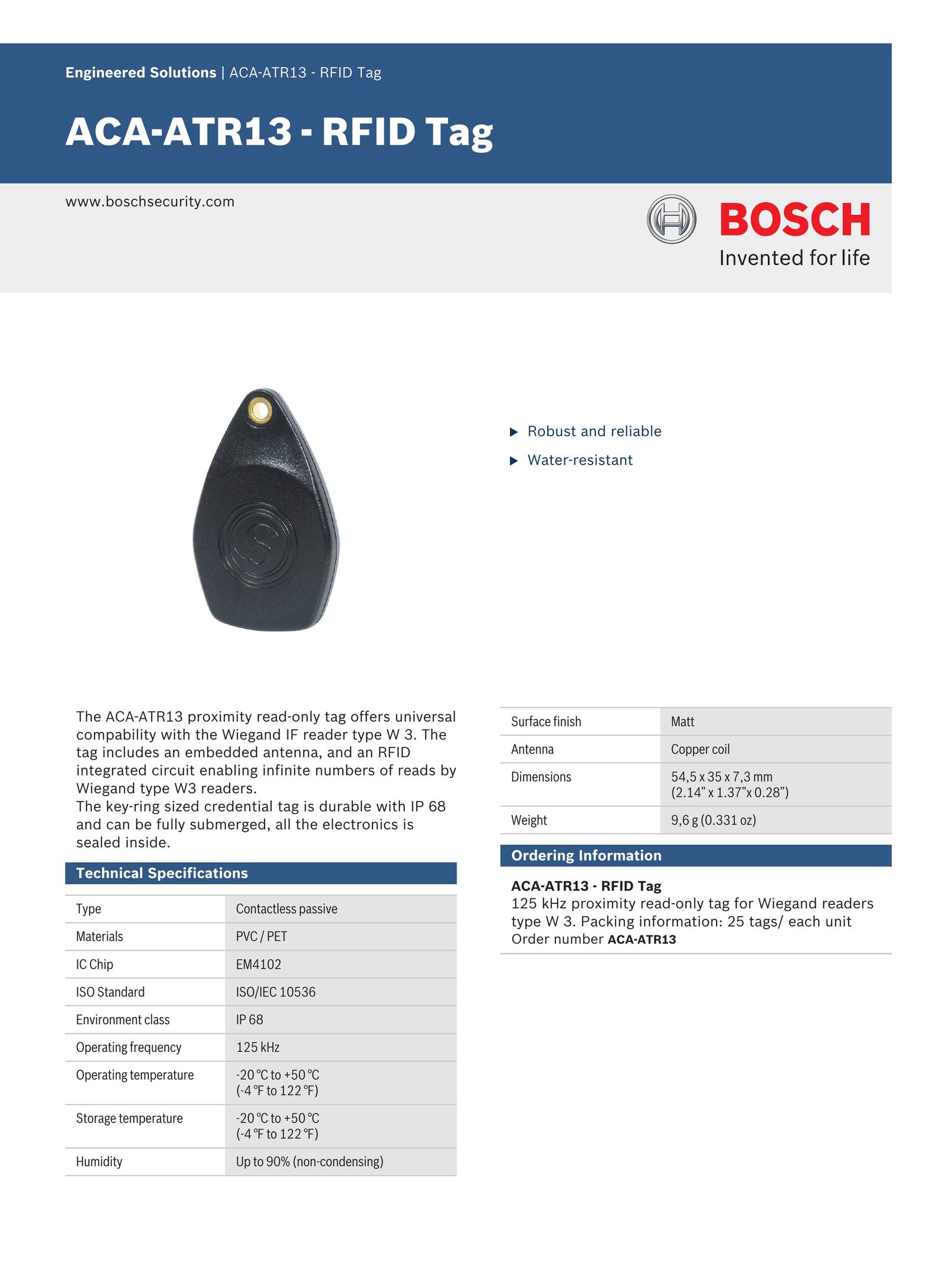 Bosch Appliances ACAATR13 Home Security System User Manual