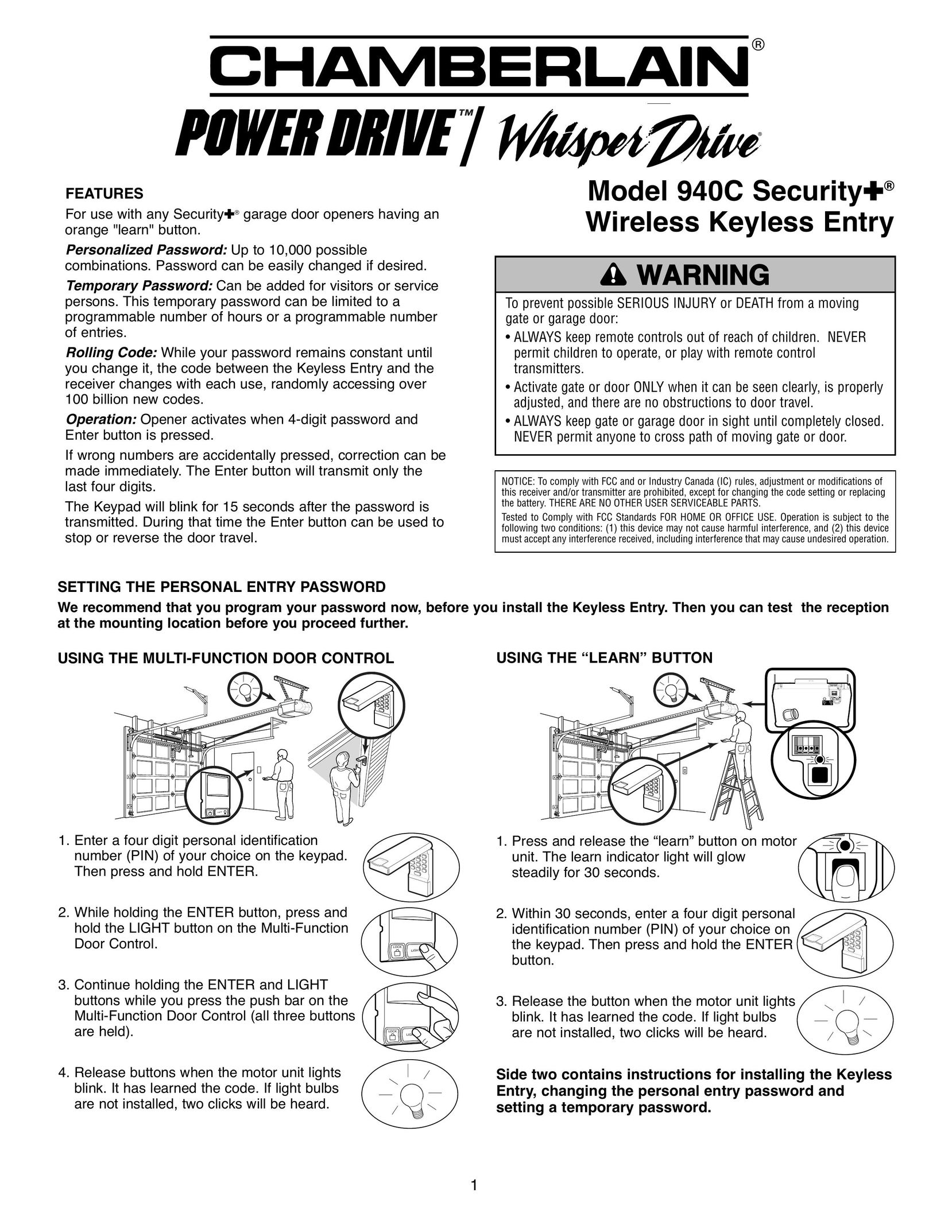 Chamberlain 940C Home Security System User Manual