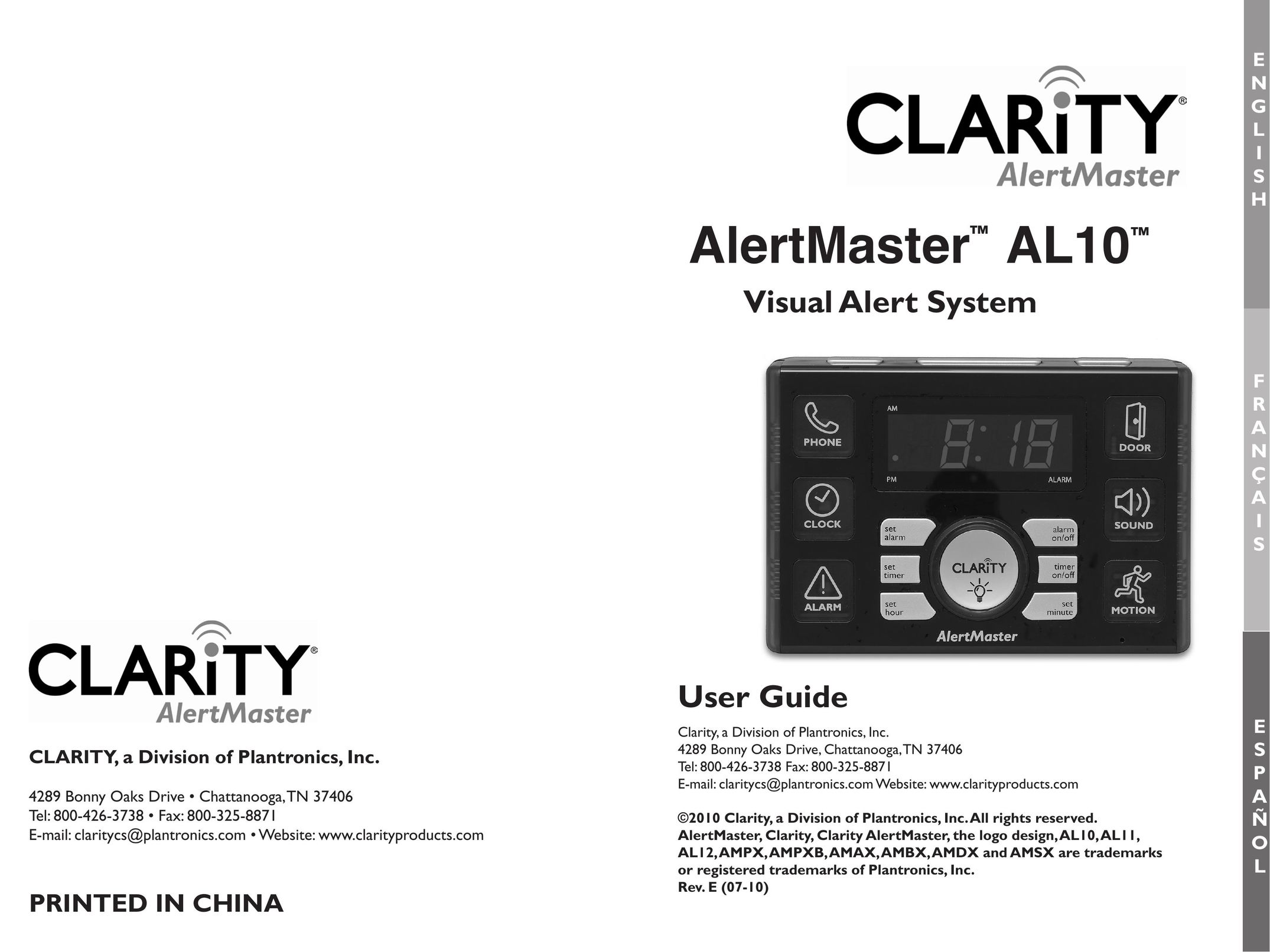 Clarity AL10 Home Security System User Manual