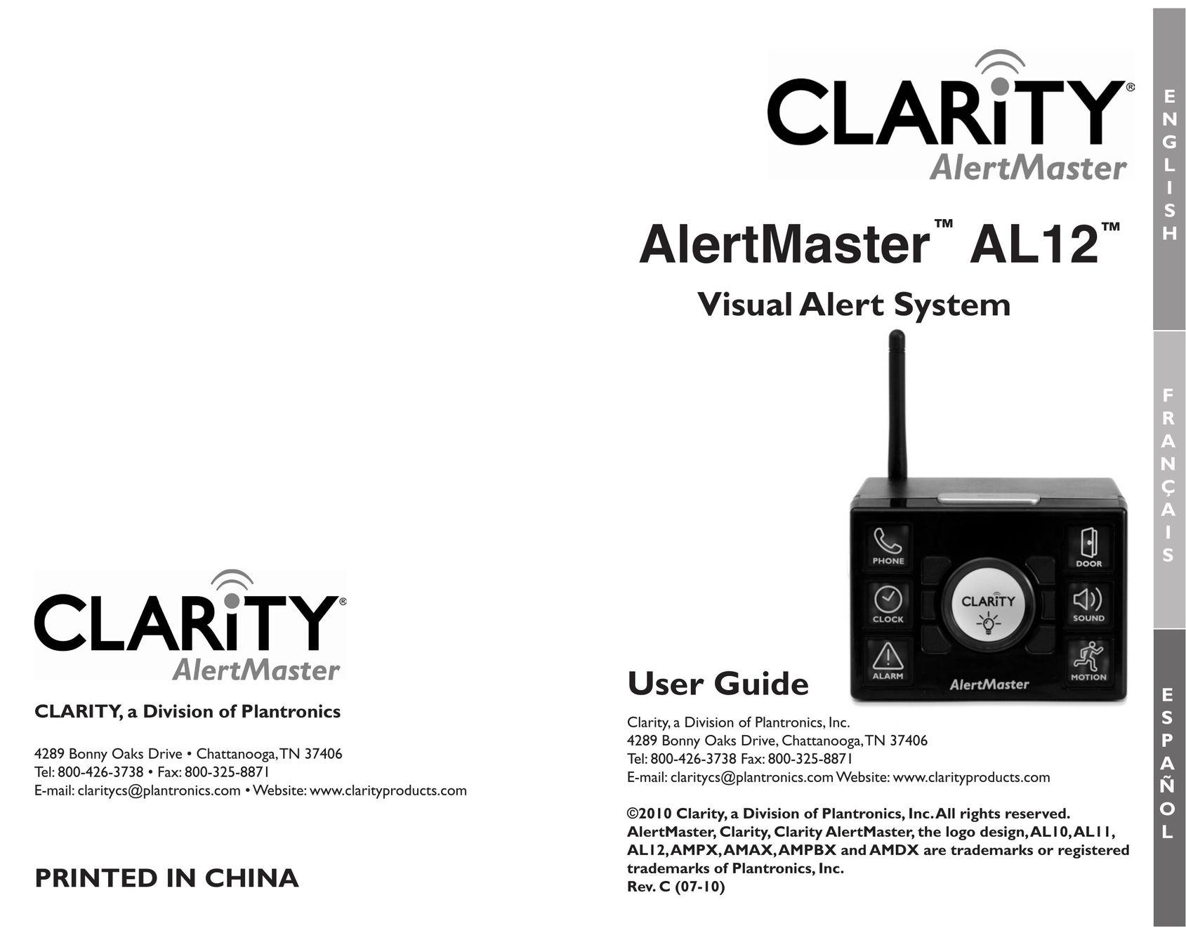 Clarity AL12 Home Security System User Manual