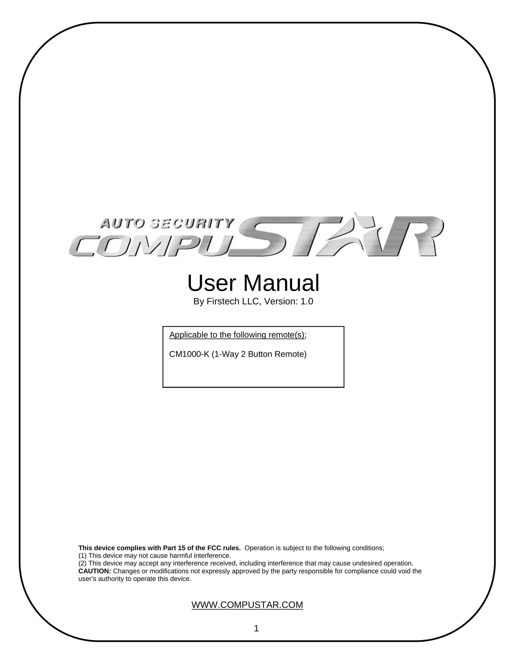 CompuSTAR CM1000-K Home Security System User Manual