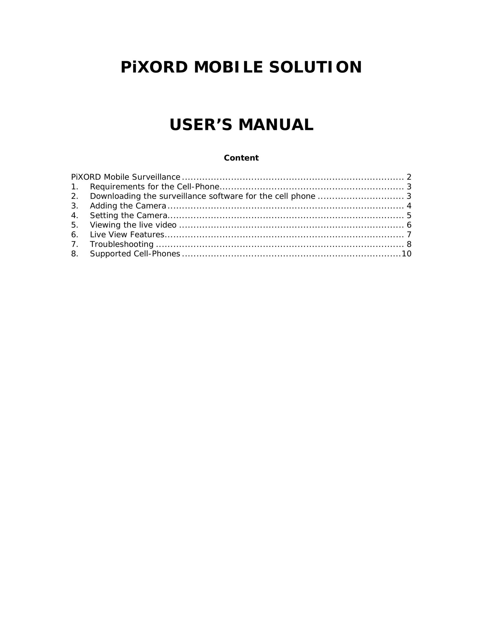 deXlan PiXORD Home Security System User Manual