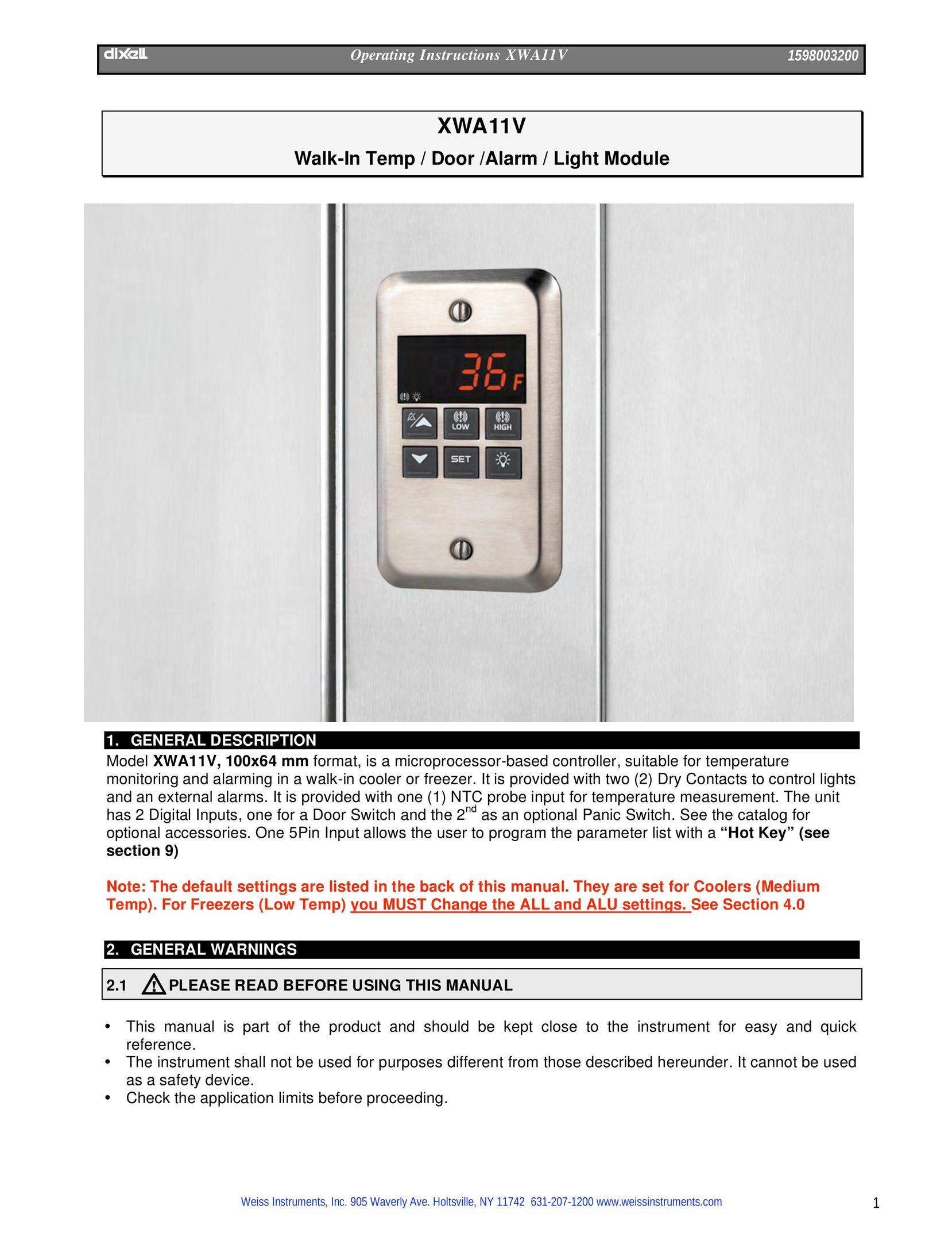 Dixi XWA11V Home Security System User Manual