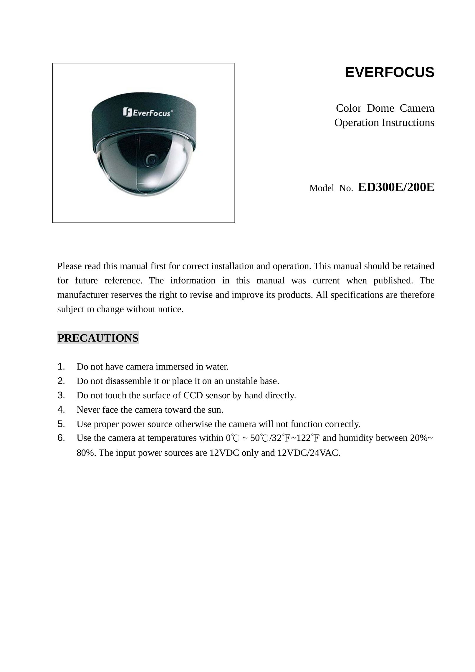 EverFocus ED200E Home Security System User Manual