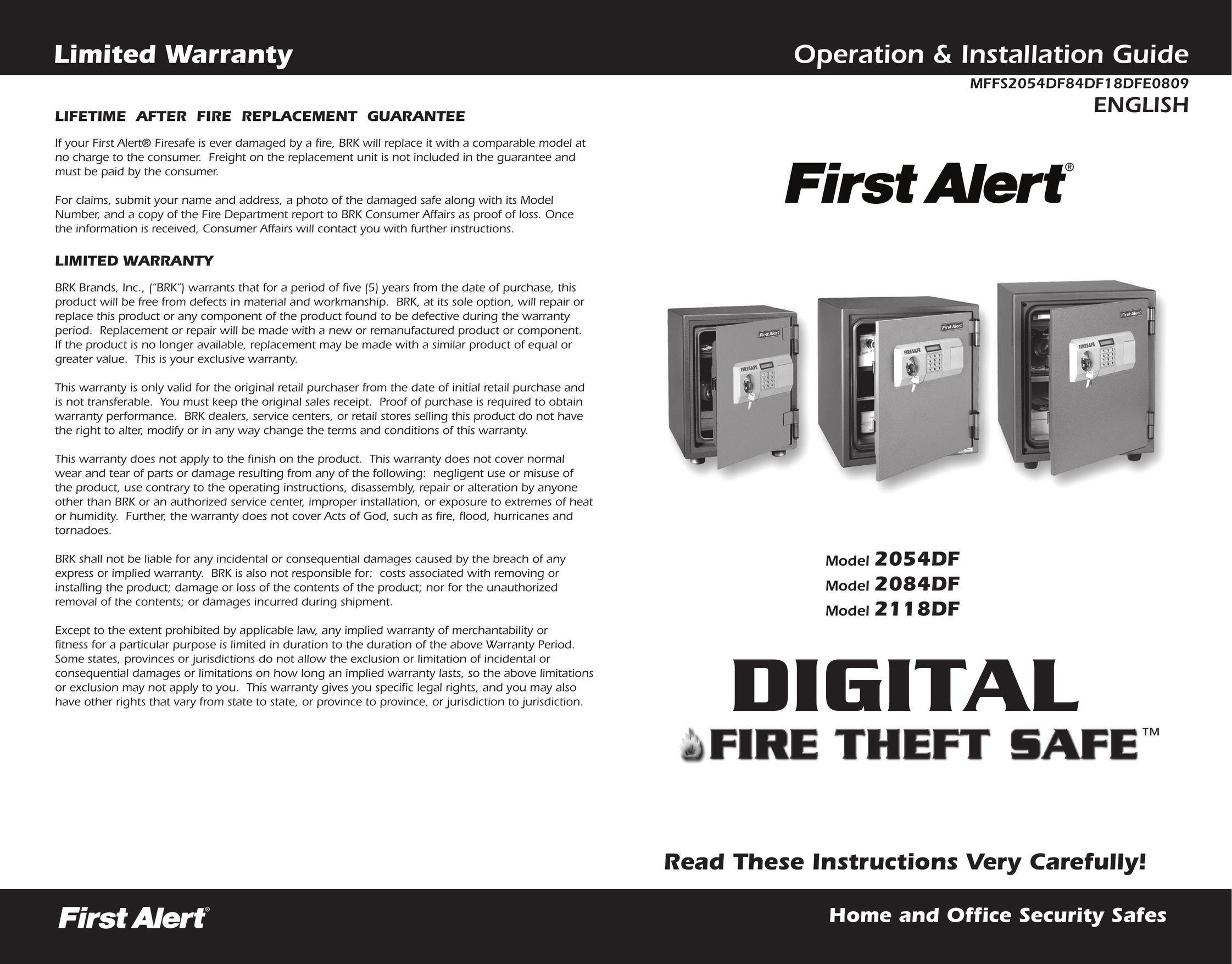 First Alert 2118DF Home Security System User Manual