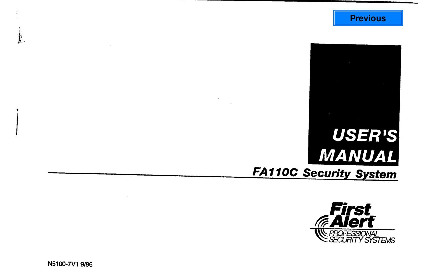 First Alert fa11oc Home Security System User Manual