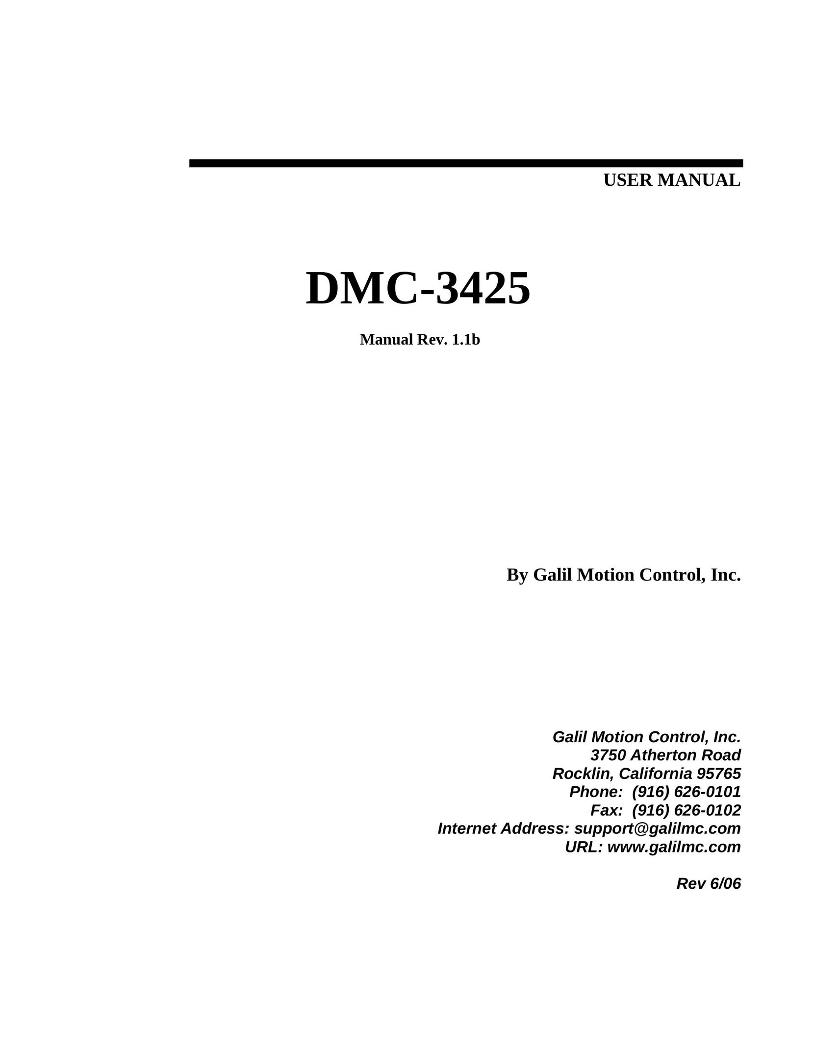 Galil DMC-3425 Home Security System User Manual