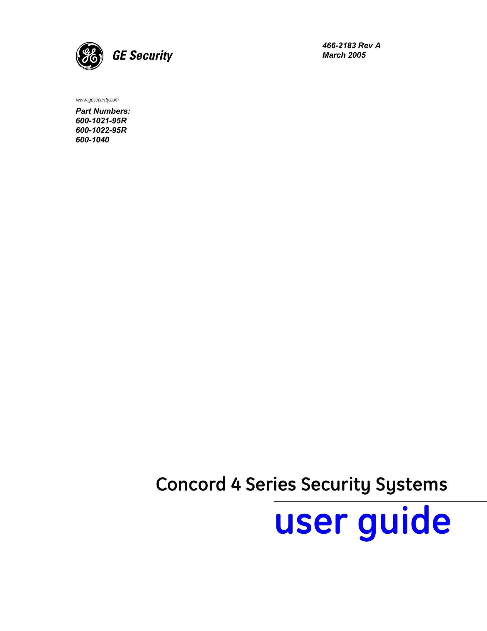 GE Concord 4 Home Security System User Manual