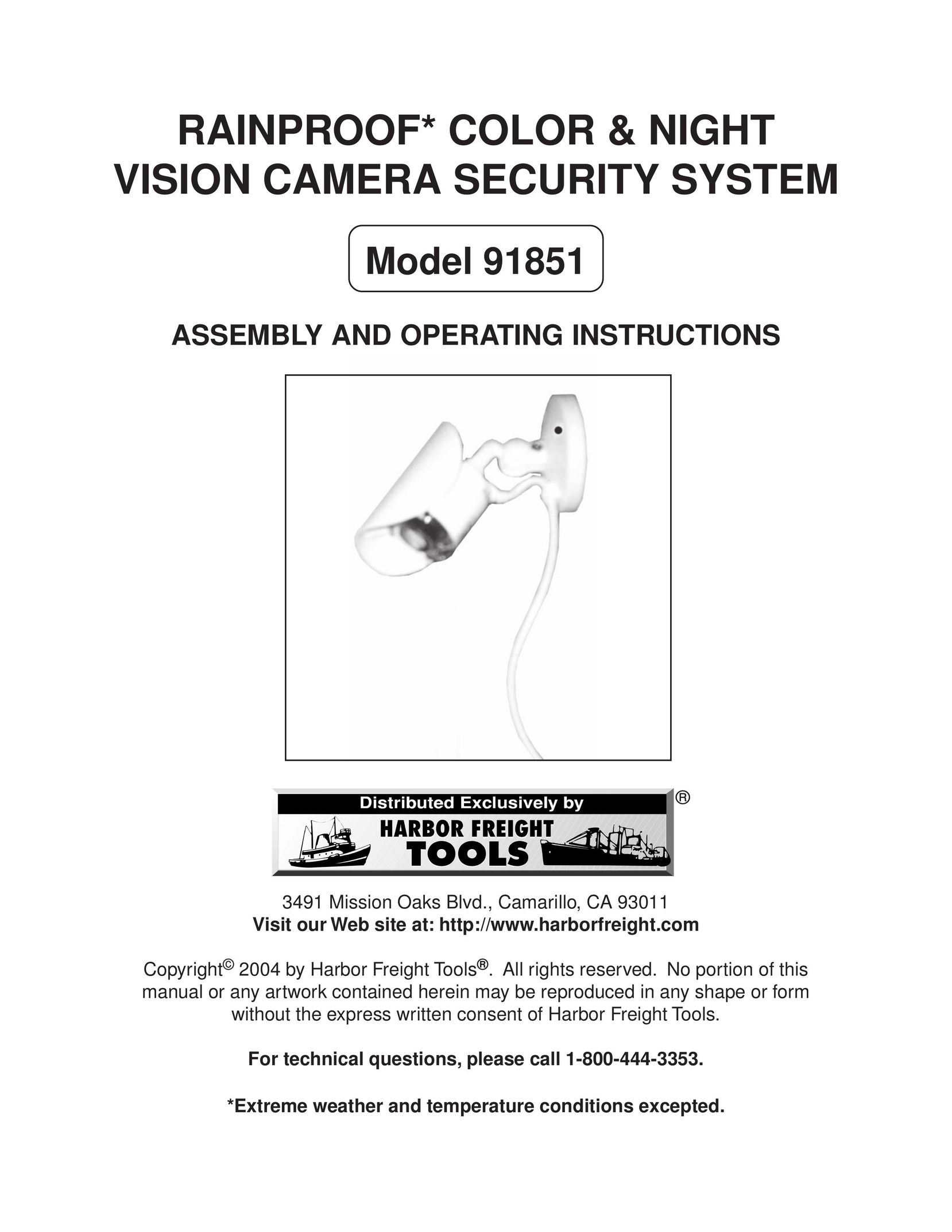 Harbor Freight Tools Model 91851 Home Security System User Manual
