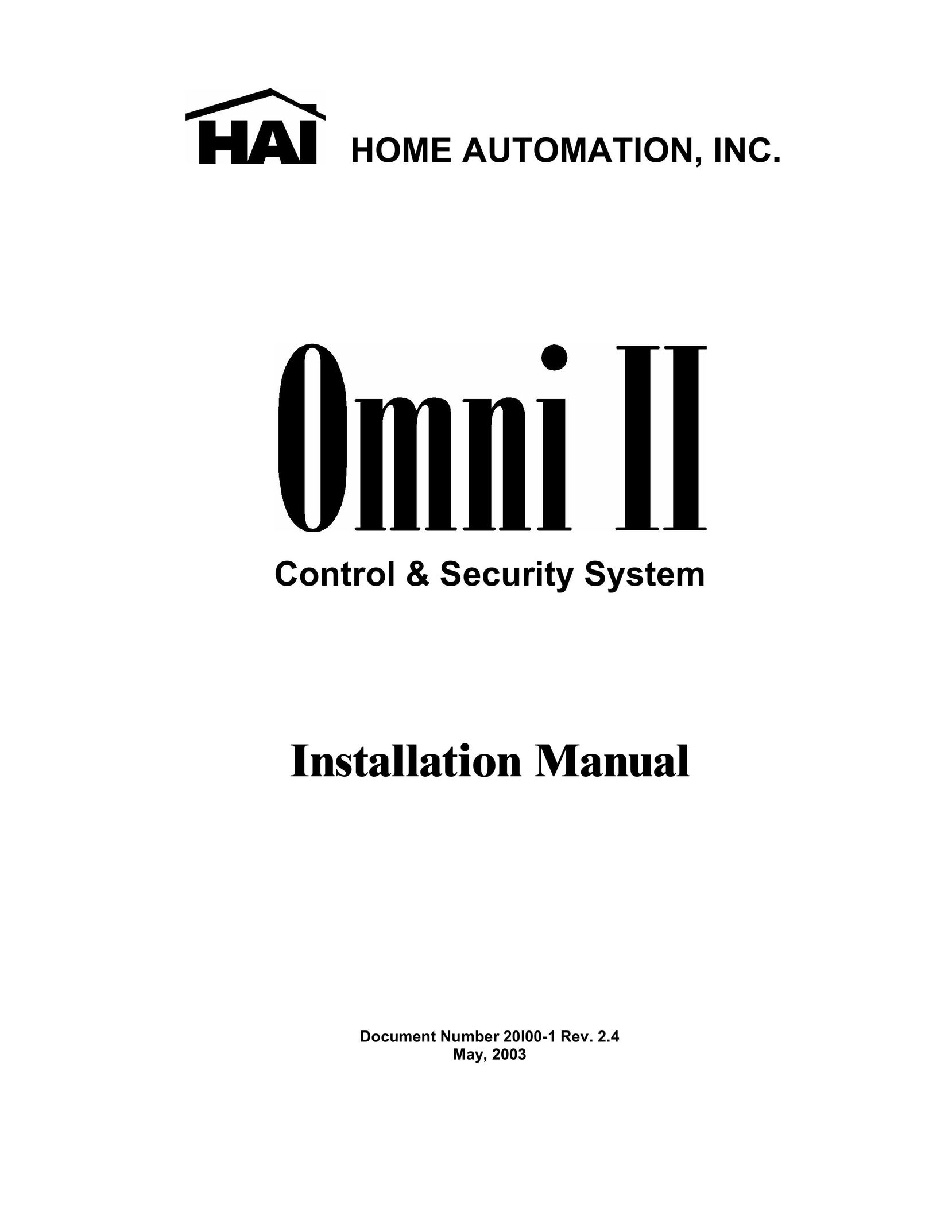 Home Automation 20A00-1 Home Security System User Manual