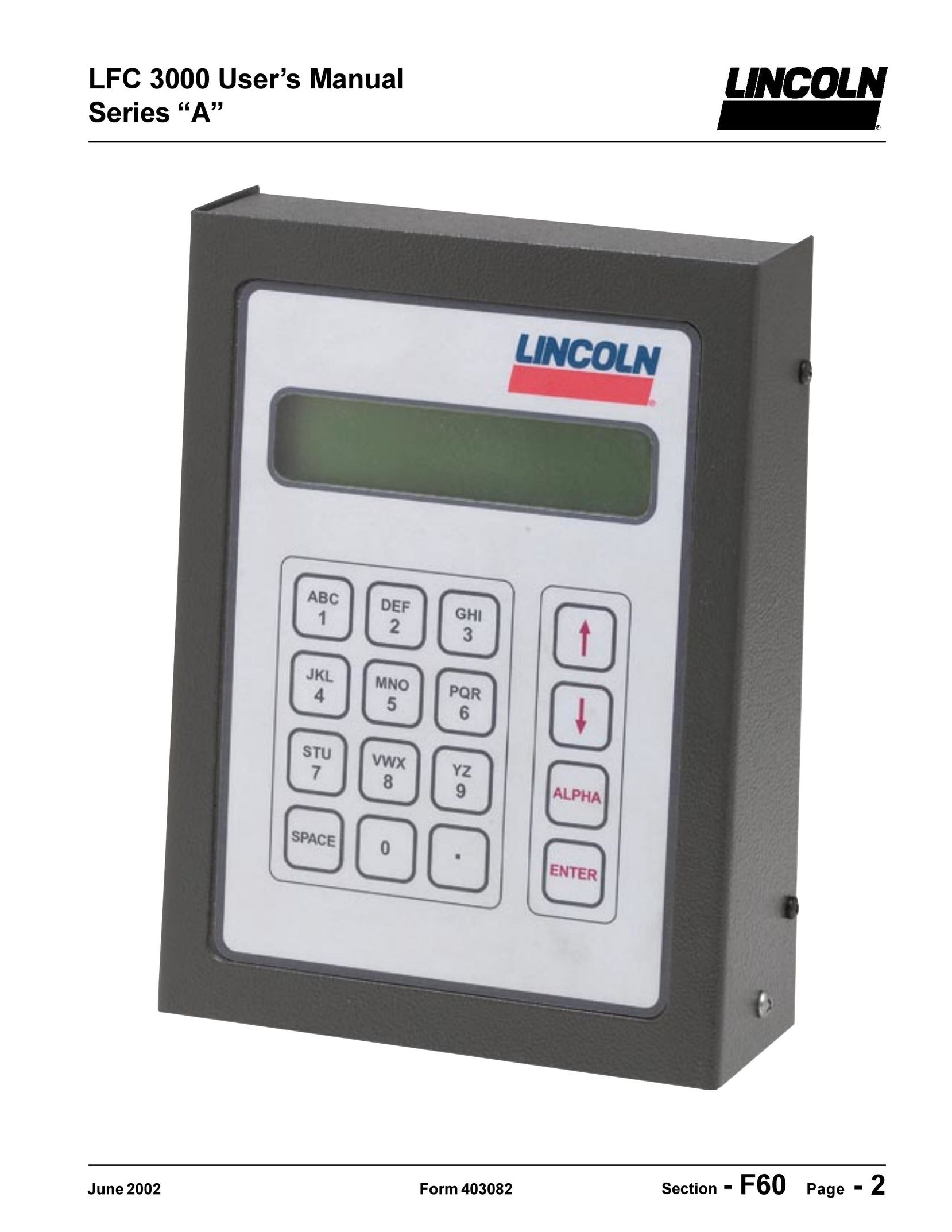 Lincoln LFC 3000 Home Security System User Manual