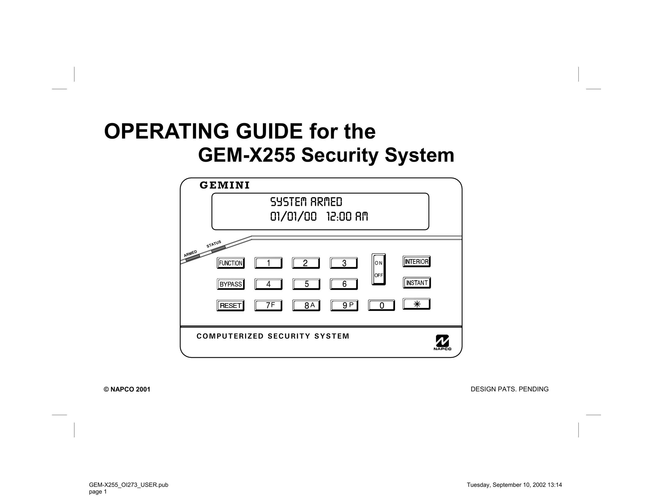 Napco Security Technologies GEM-X255 Home Security System User Manual