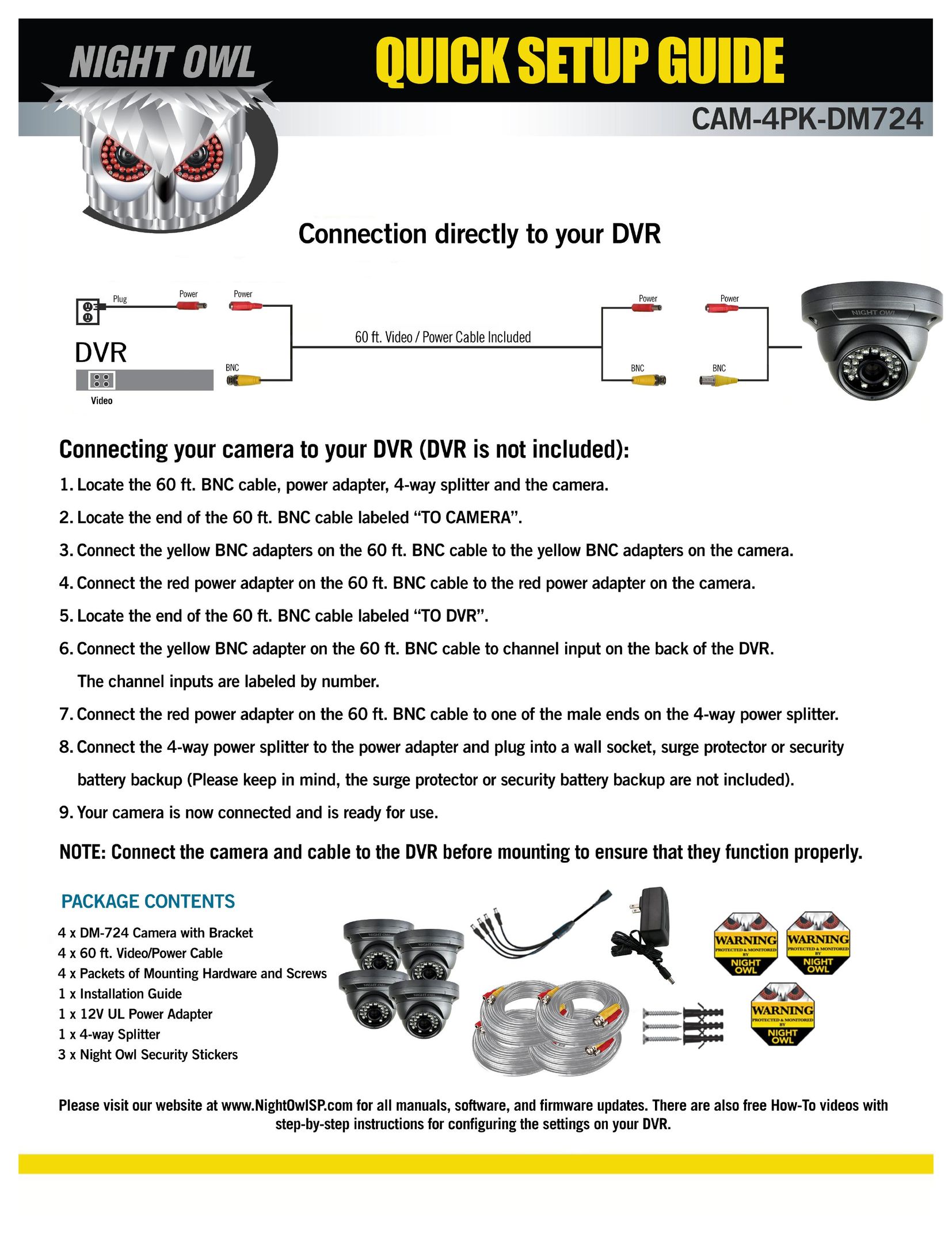 Night Owl Optics CAM-4PK-DM724 Home Security System User Manual
