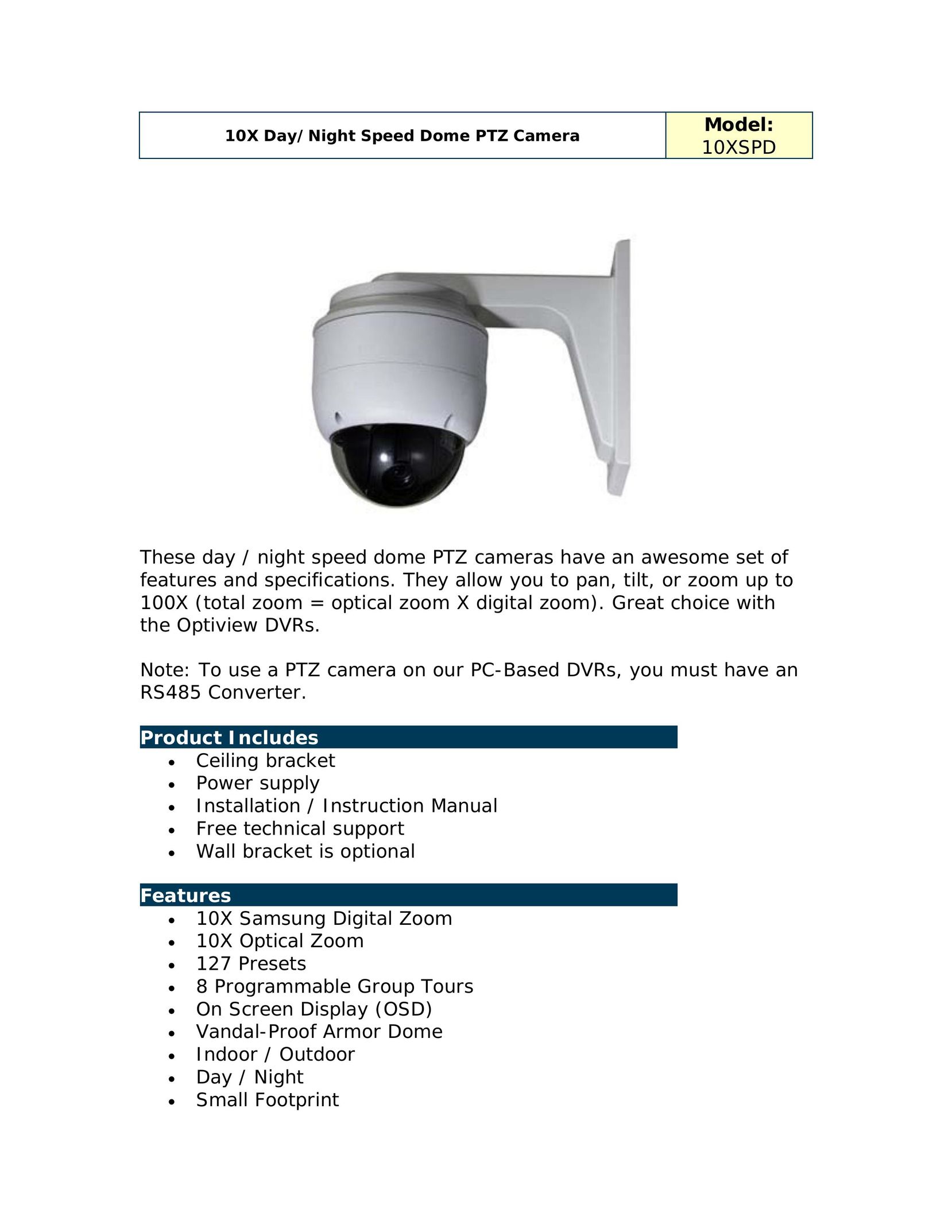 Optiview 10XSPD Home Security System User Manual