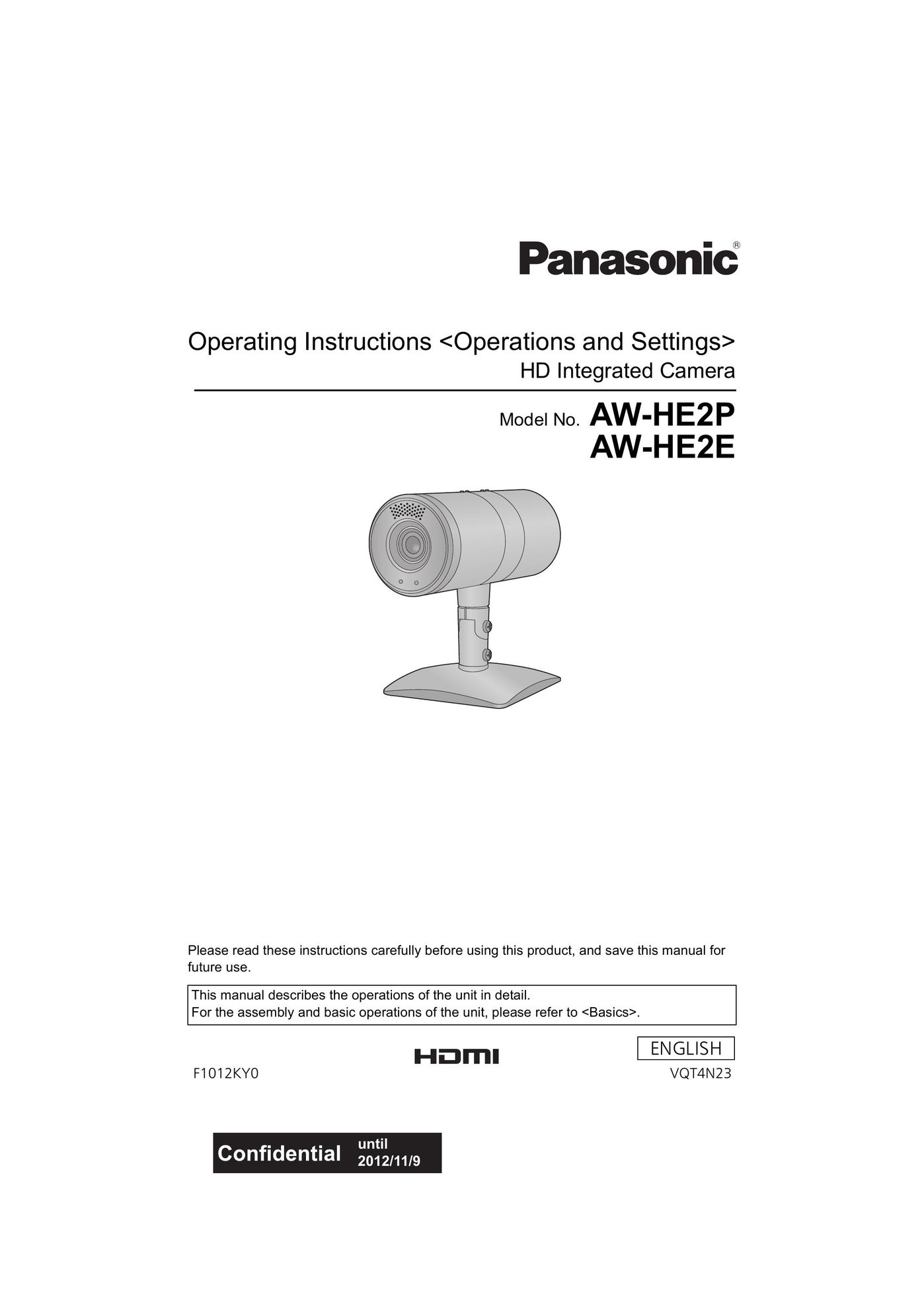 Panasonic panasonic hd integrated camera Home Security System User Manual