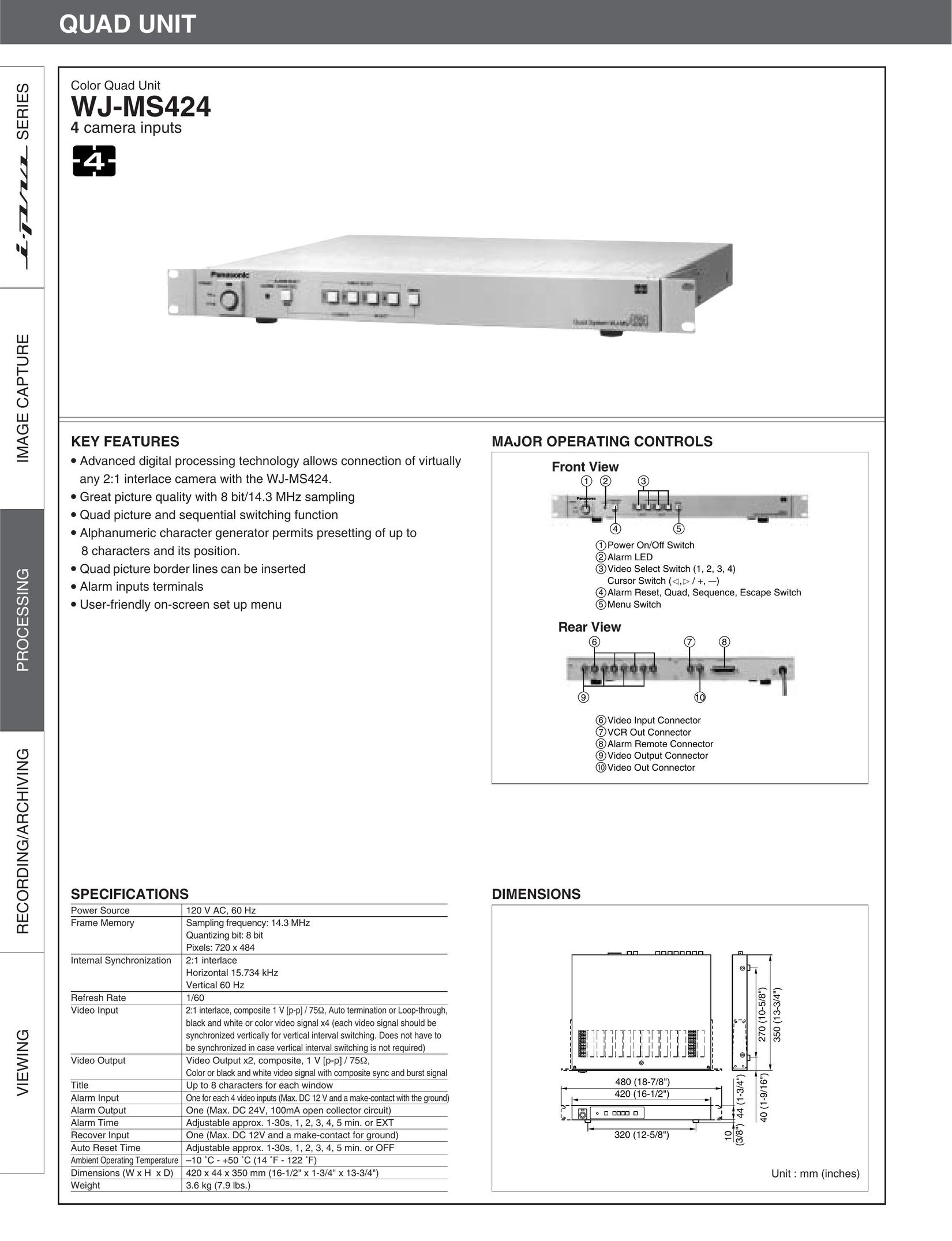 Panasonic Wj-Ms424 Home Security System User Manual