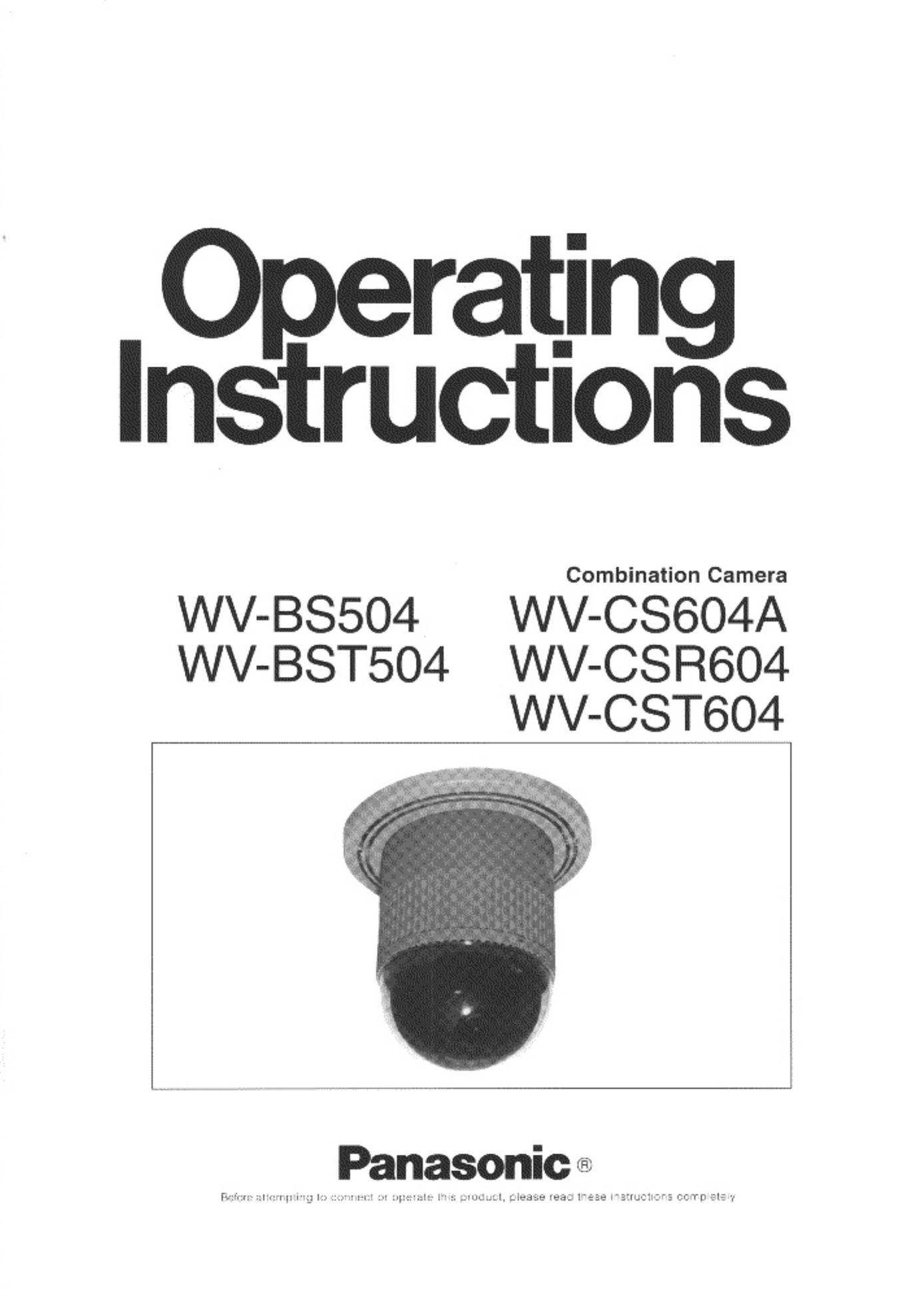 Panasonic WV-BS504 Home Security System User Manual