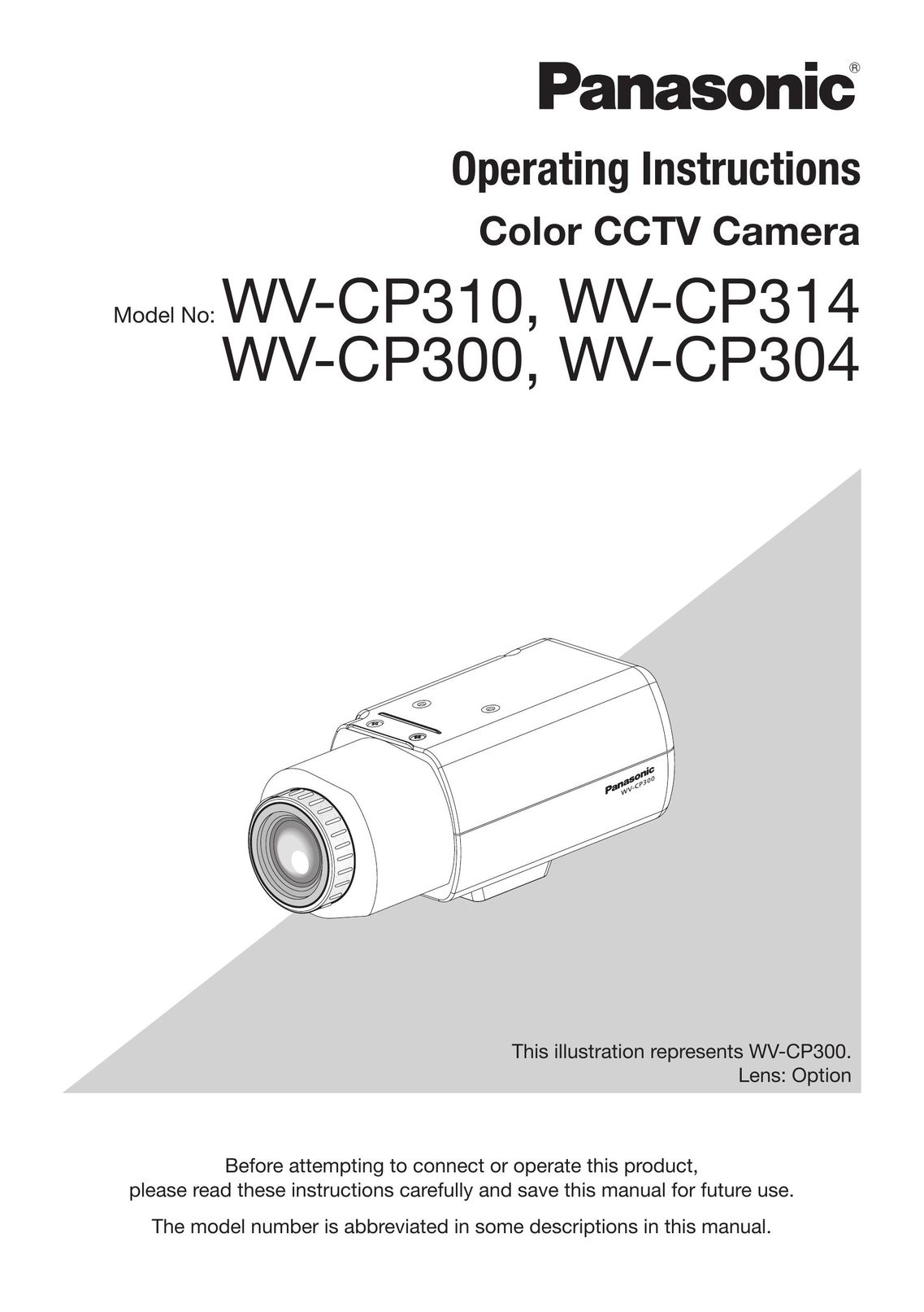 Panasonic WV-CP310 Home Security System User Manual