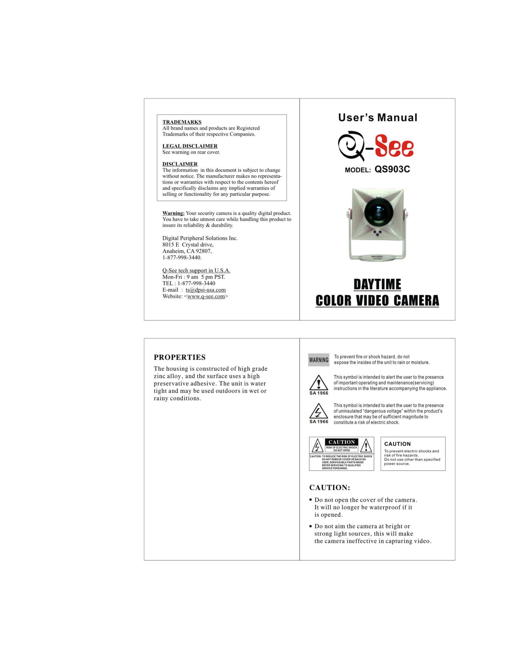 Q-See Qs903c Home Security System User Manual
