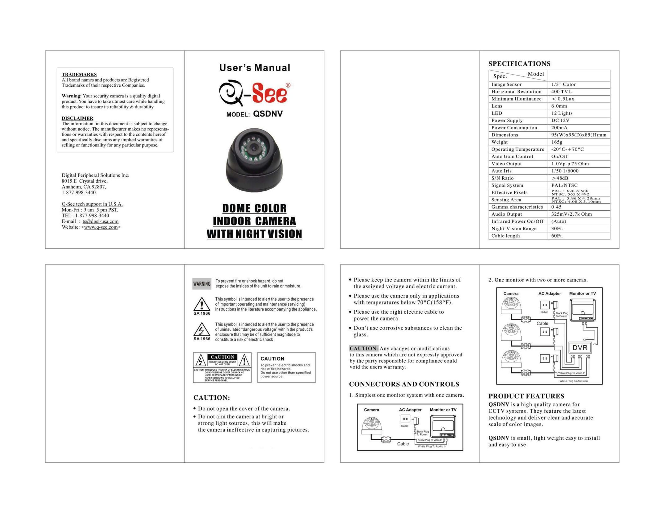 Q-See QSDNV Home Security System User Manual