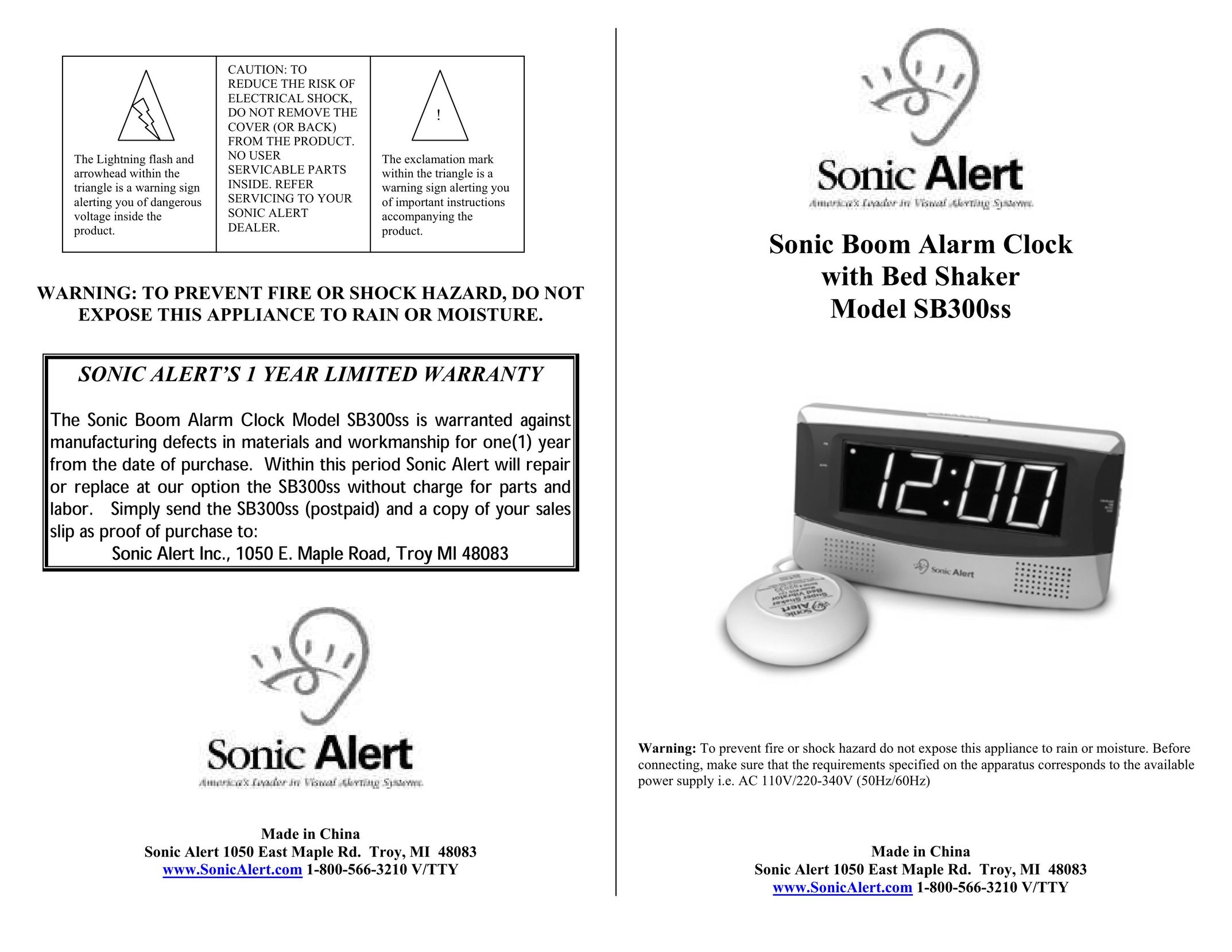 Sonic Alert SB300SS Home Security System User Manual