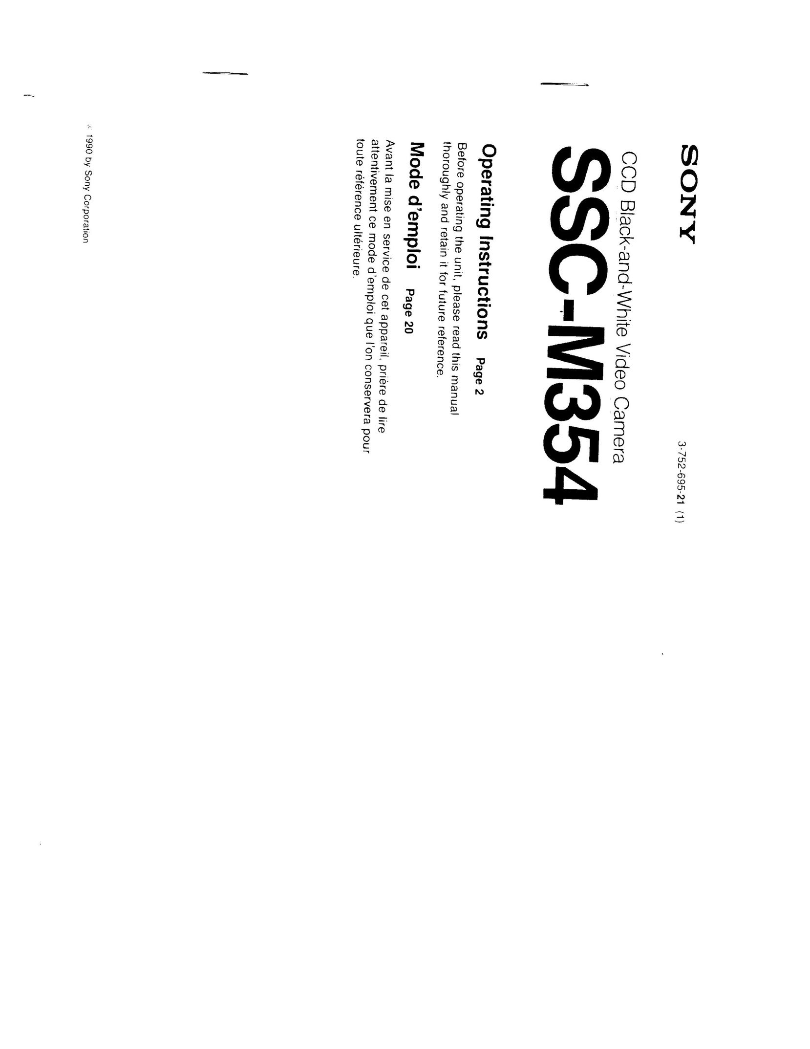 Sony SSC-M354 Home Security System User Manual