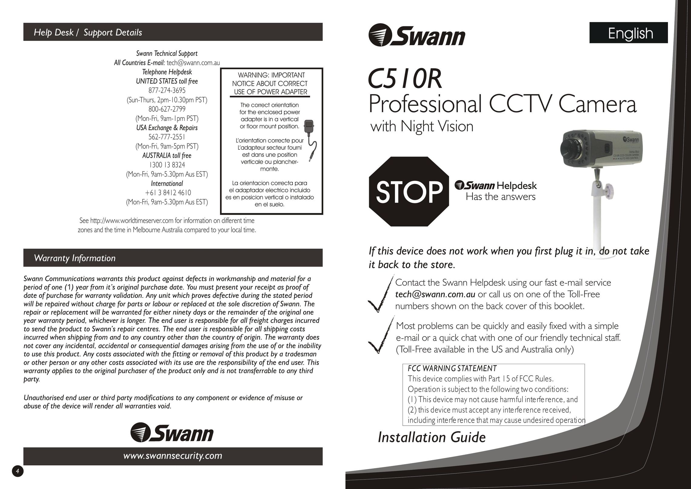 Swann C-510R Home Security System User Manual